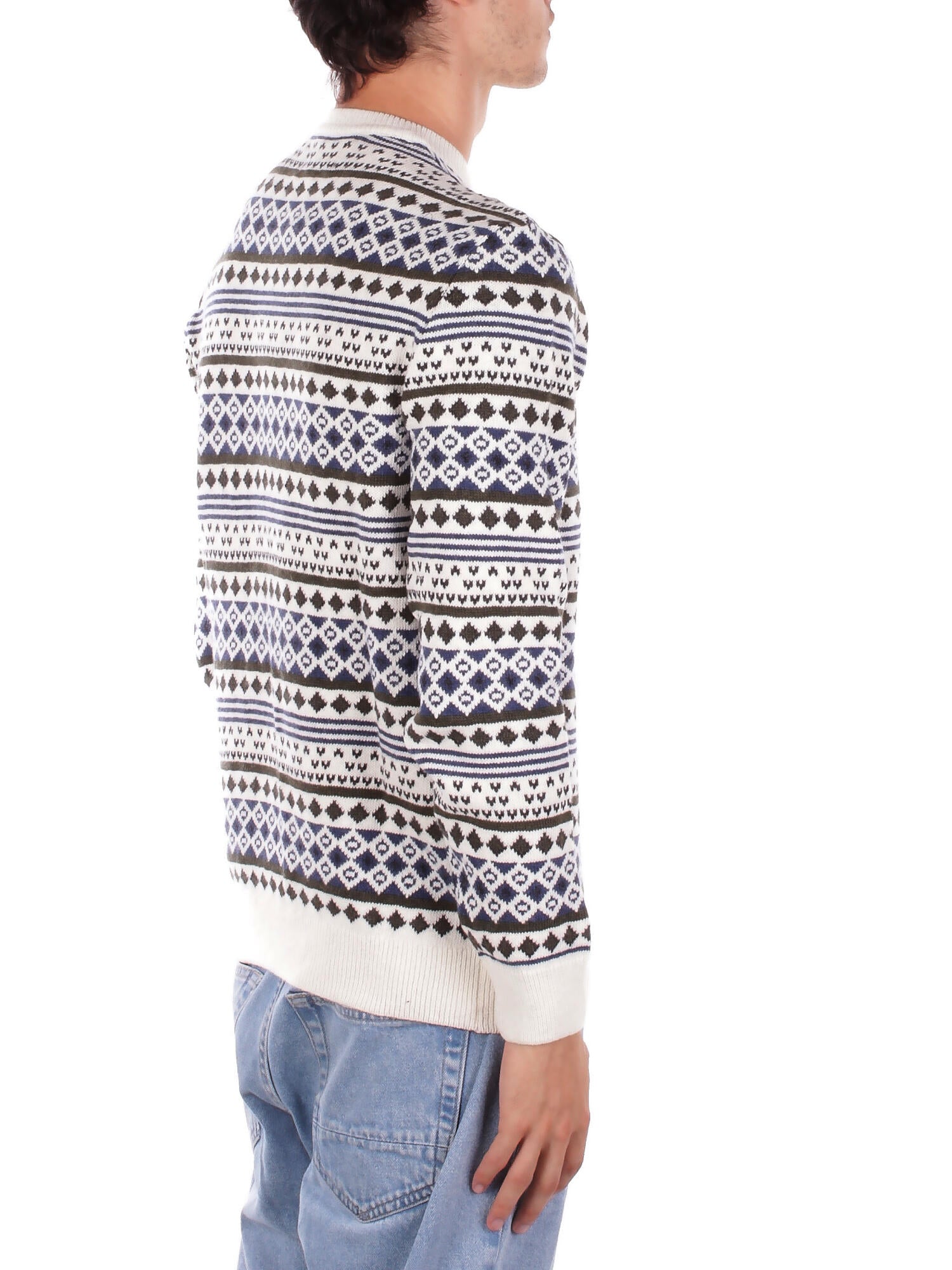 BARBOUR Uomo Maglia MKN1675 WH32 Easdale fair isle crew sweat White