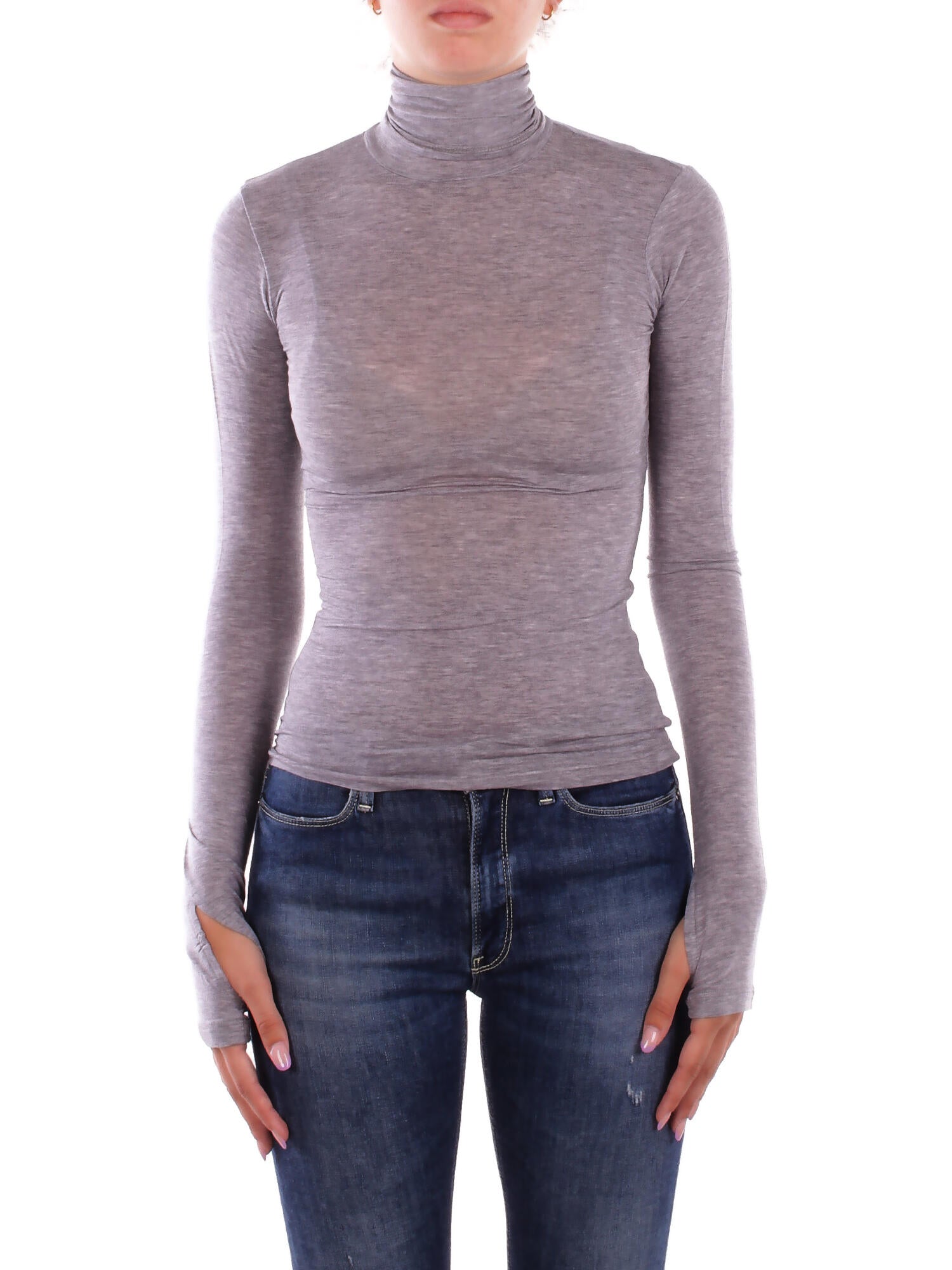 KOSTUMN1Â° Donna Maglia KI2505 GRIGIO Lupetto manica lunga Grigio
