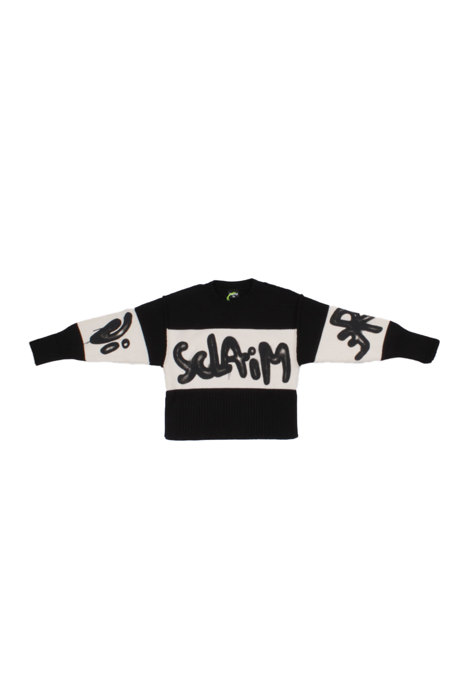 DISCLAIMER Bambina Maglia 25IDK58724 NERO LATTE Maglia bimba in contrasto in t Nero latte