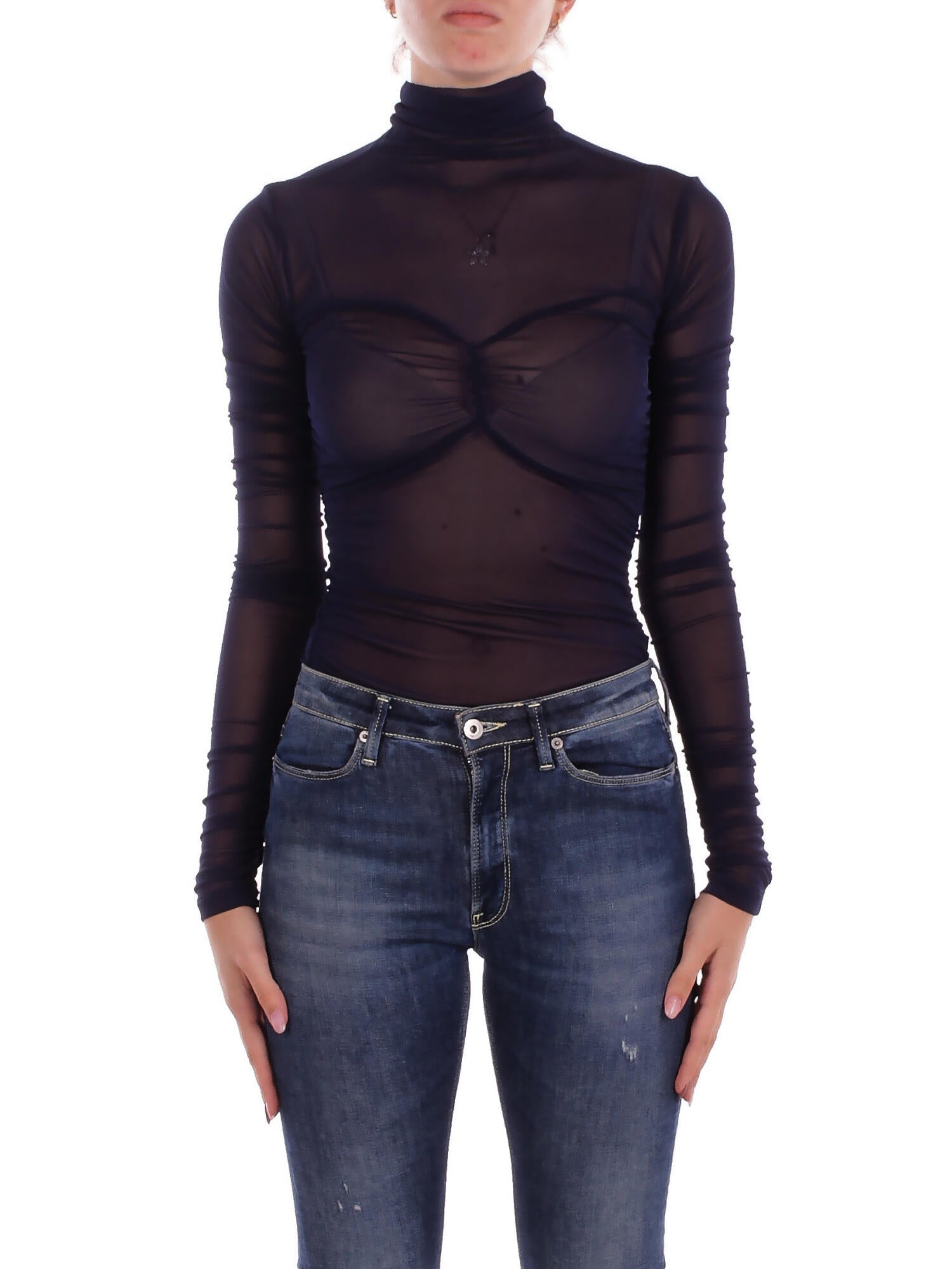 KOSTUMN1Â° Donna Body KI25128 BLUE NOTTE Body in tulle Blue