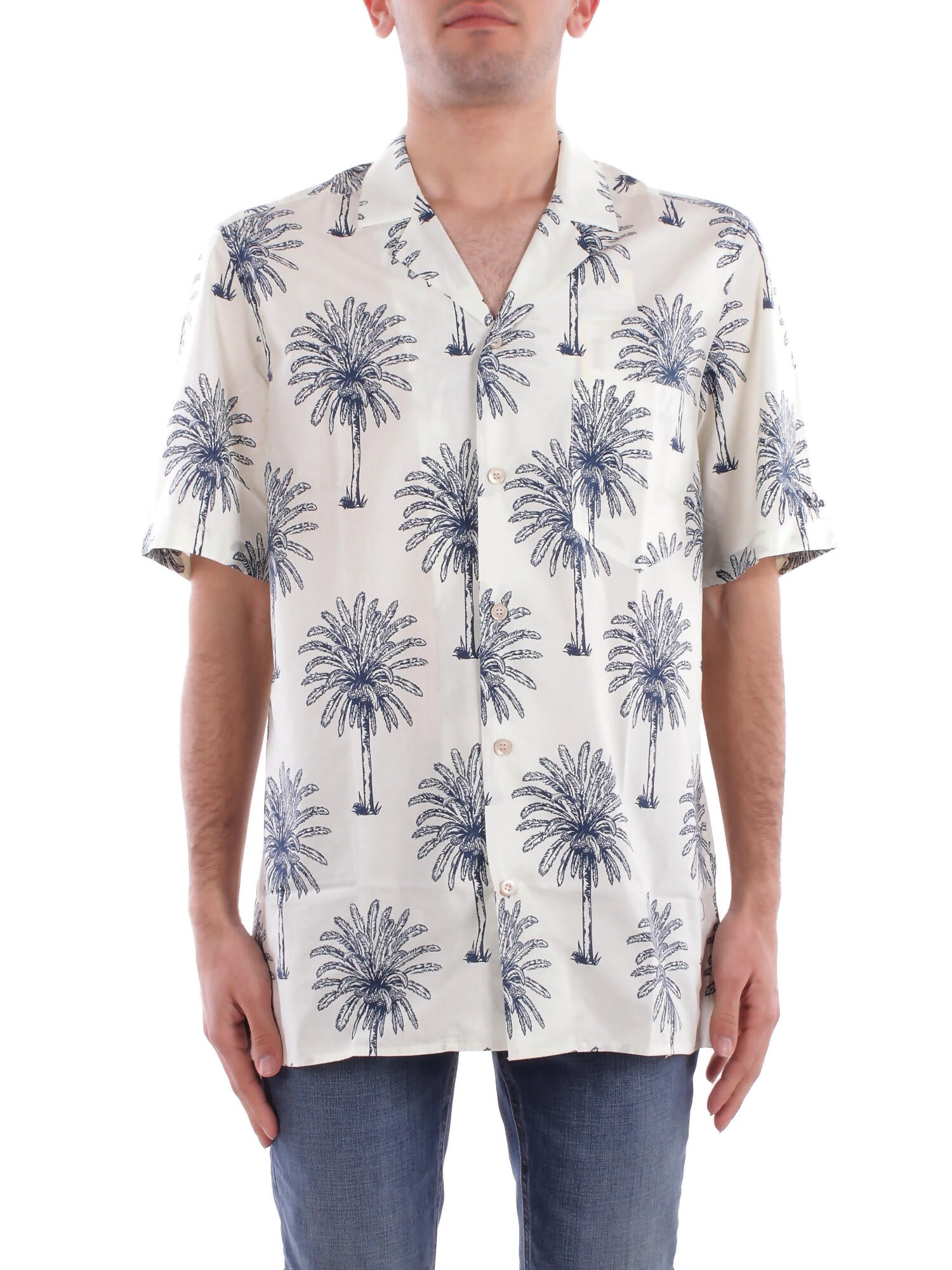 MC2 SAINT BARTH Uomo Camicia KALE001 01446H 1061 Kalea cotton botanical palm Fantasia