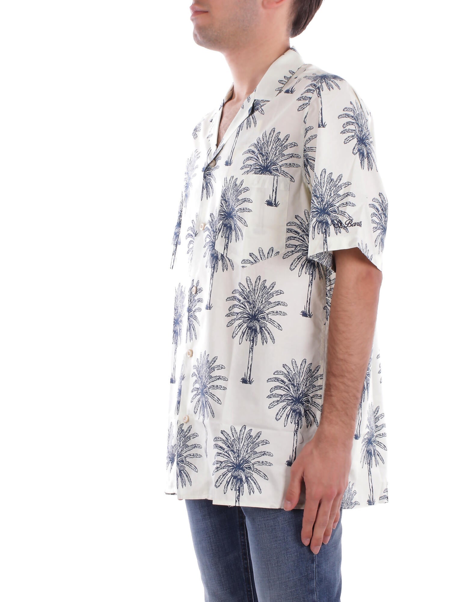 MC2 SAINT BARTH Uomo Camicia KALE001 01446H 1061 Kalea cotton botanical palm Fantasia