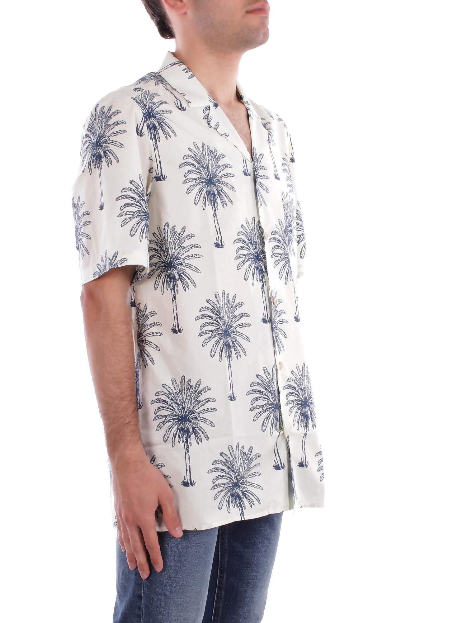 MC2 SAINT BARTH Uomo Camicia KALE001 01446H 1061 Kalea cotton botanical palm Fantasia