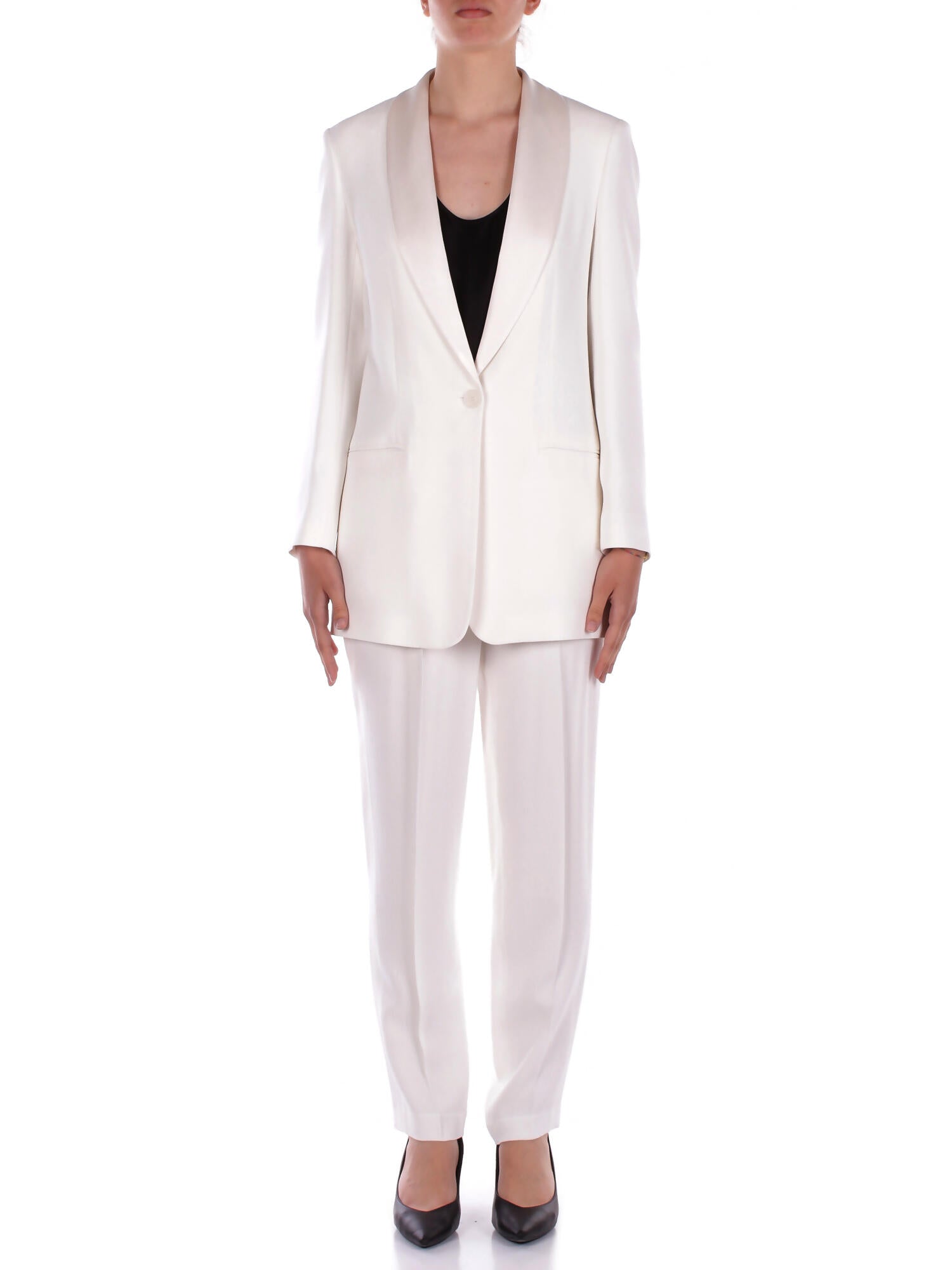 MANILA GRACE Donna Giacca G162VU MA043 Giacca collo scialla Off white