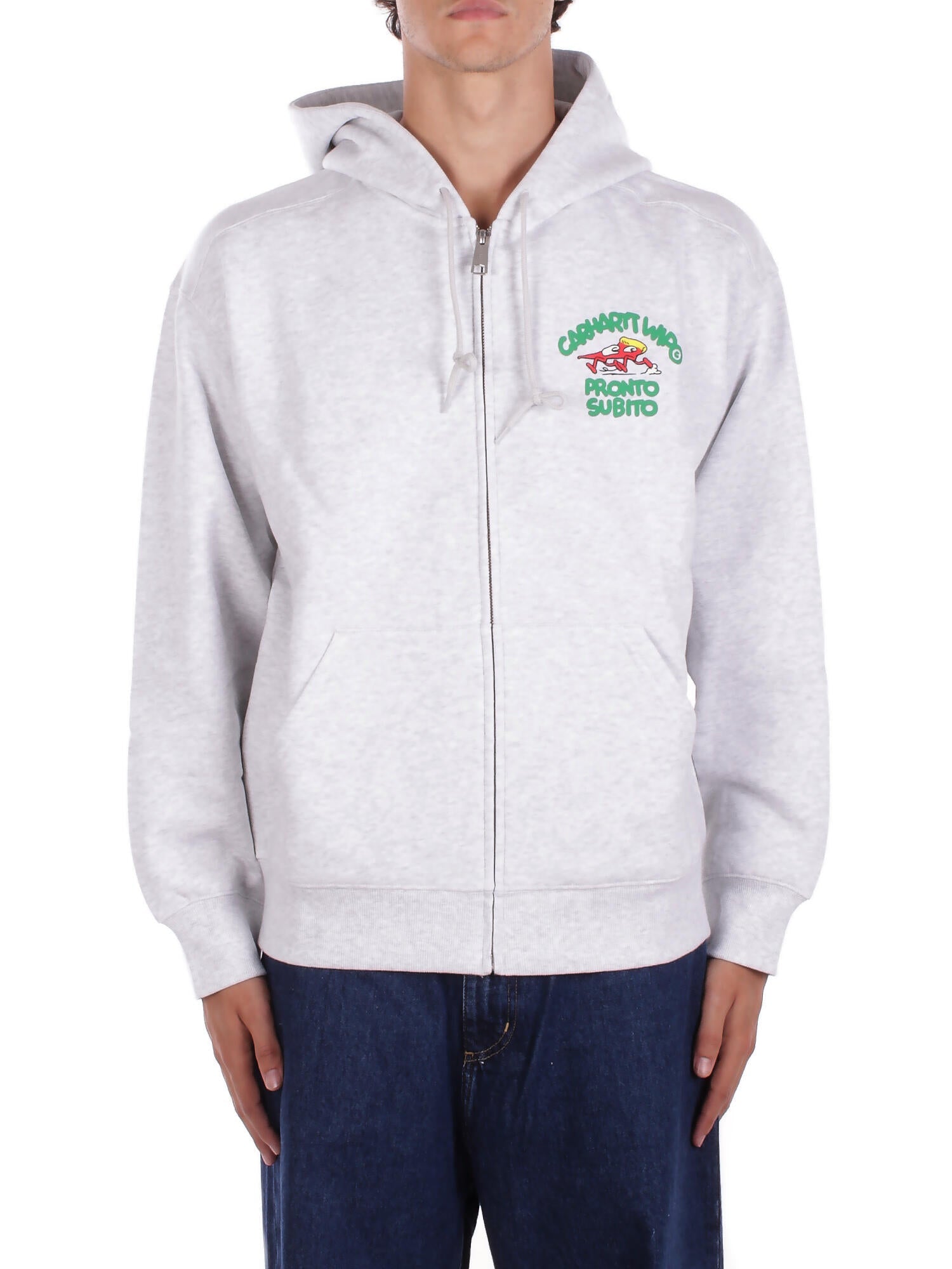 CARHARTT WIP Uomo Felpa I035177 482XX Hooded pronto sweat jacket cot Ash heater