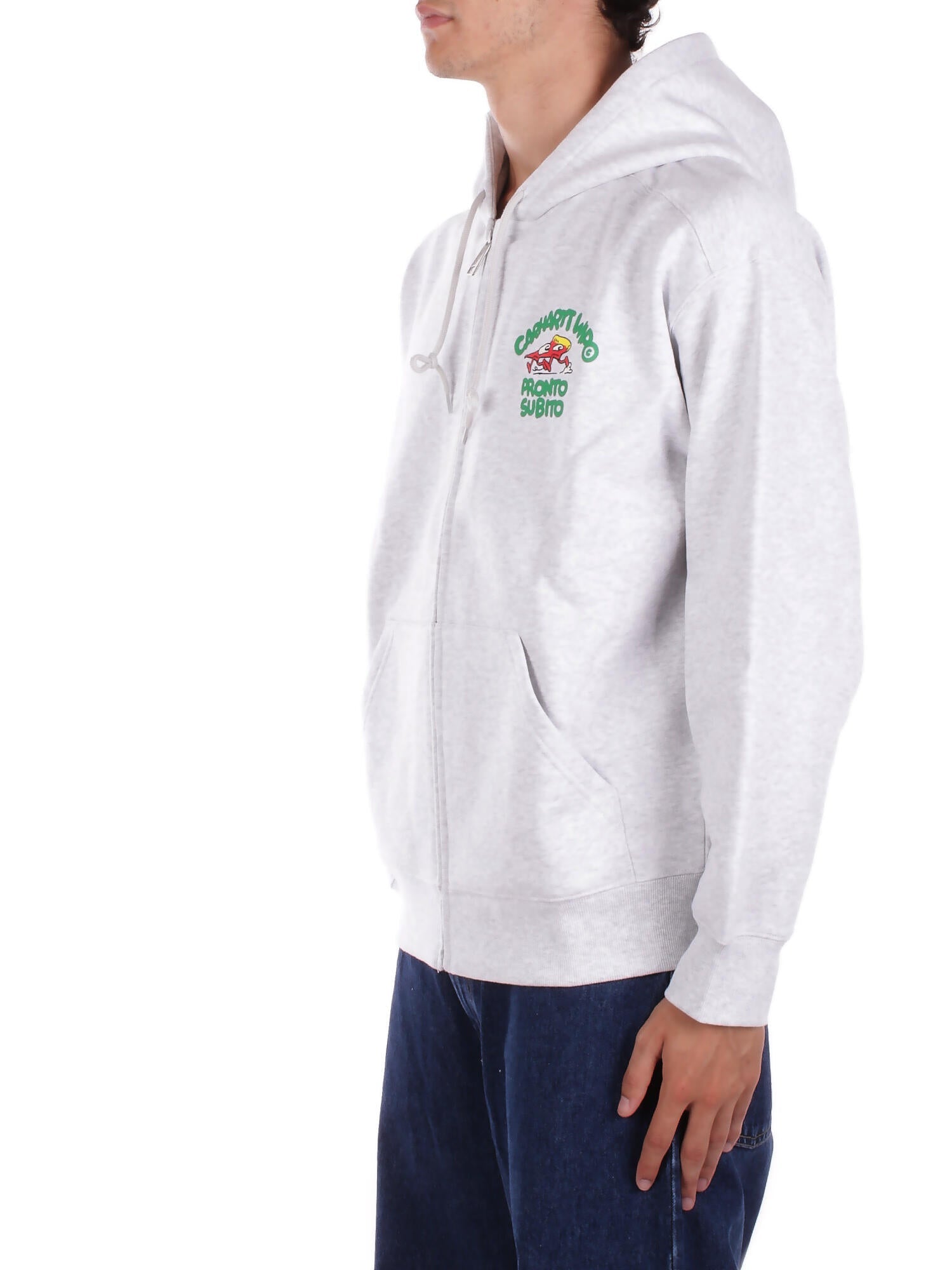 CARHARTT WIP Uomo Felpa I035177 482XX Hooded pronto sweat jacket cot Ash heater
