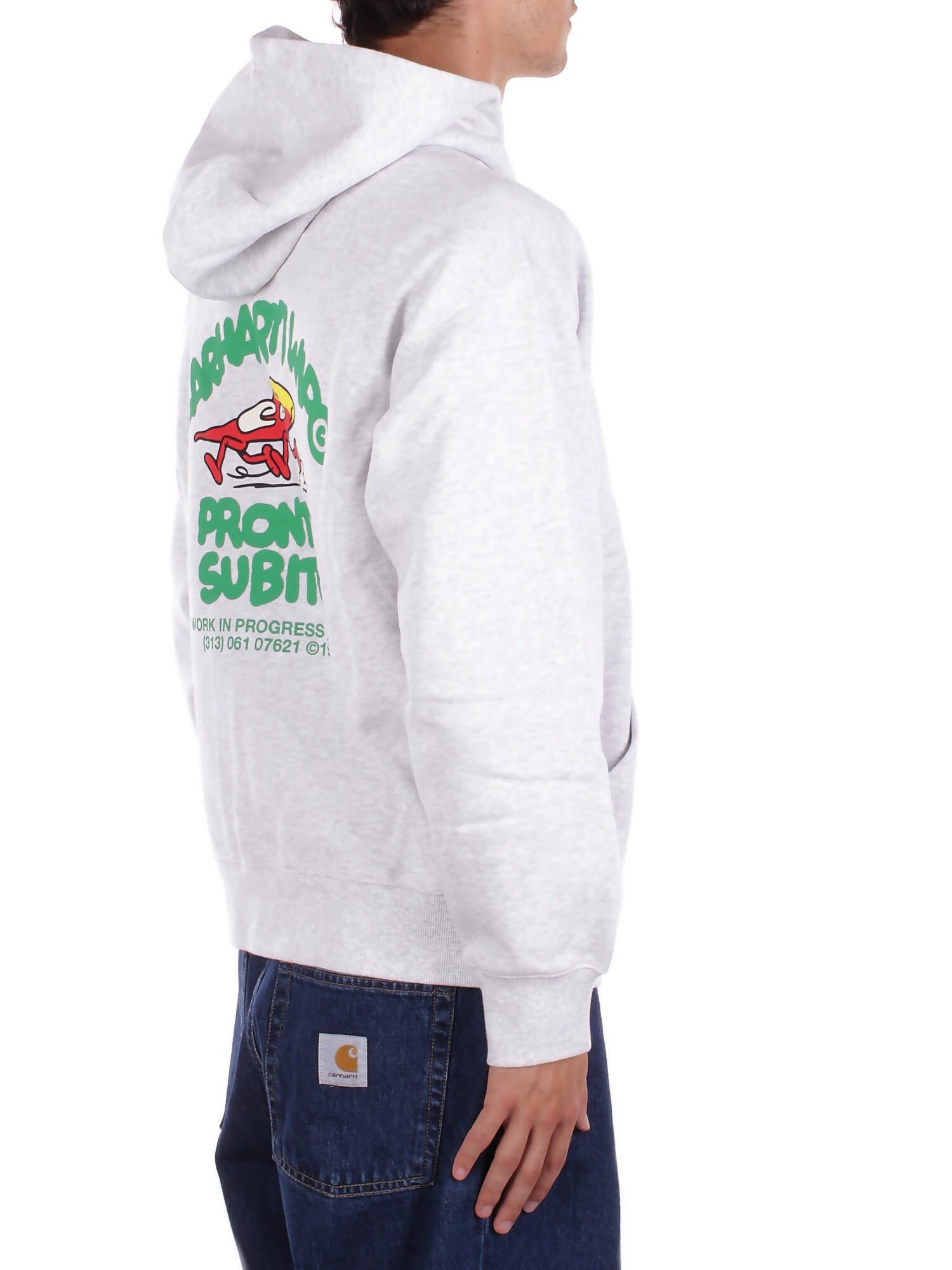 CARHARTT WIP Uomo Felpa I035177 482XX Hooded pronto sweat jacket cot Ash heater