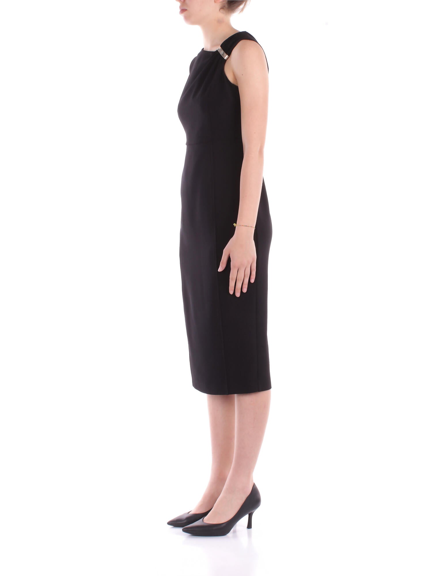 LIU JO Donna Abito CA5337T2957 22222 Tubino con arriccio Nero