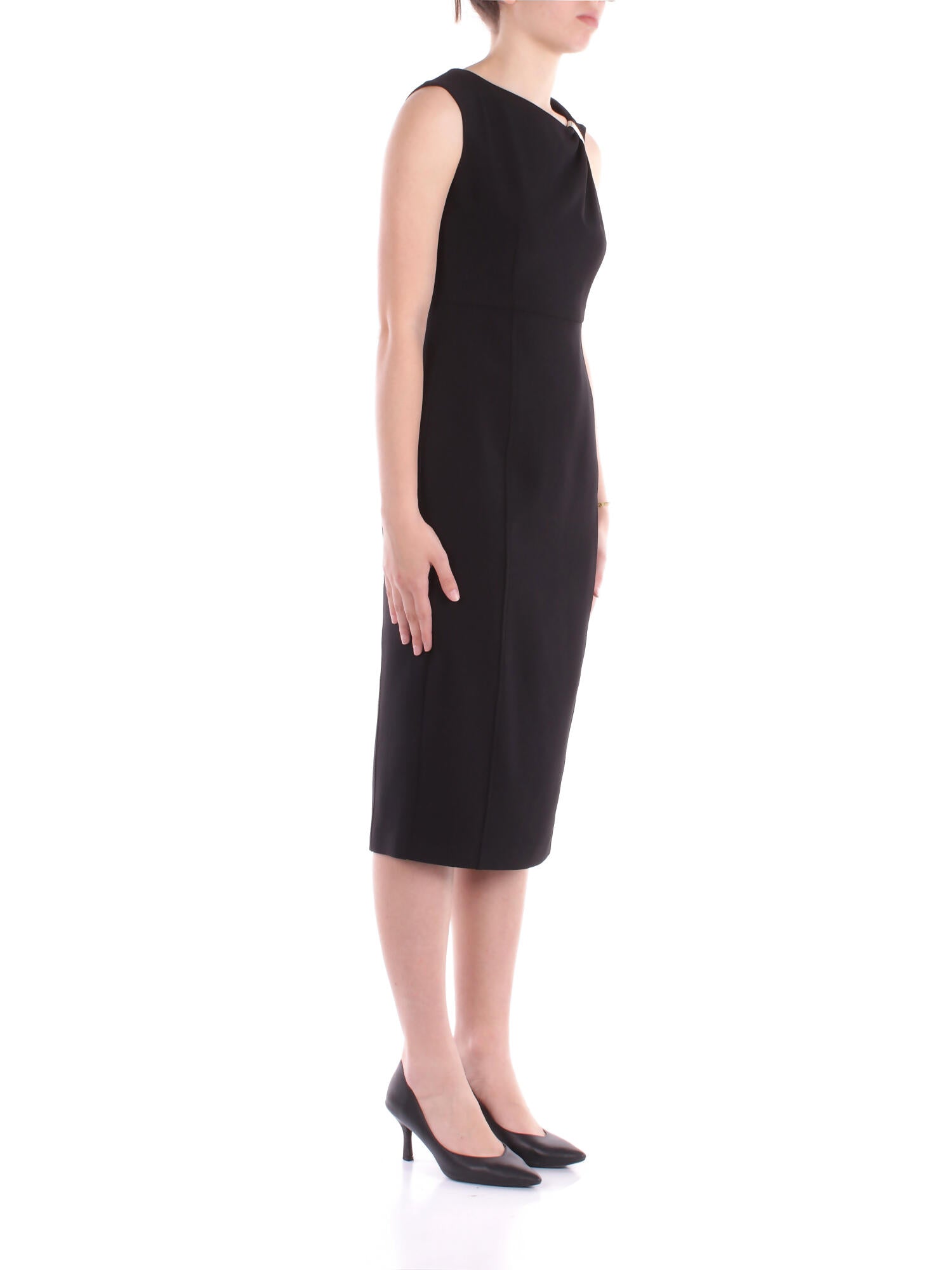 LIU JO Donna Abito CA5337T2957 22222 Tubino con arriccio Nero