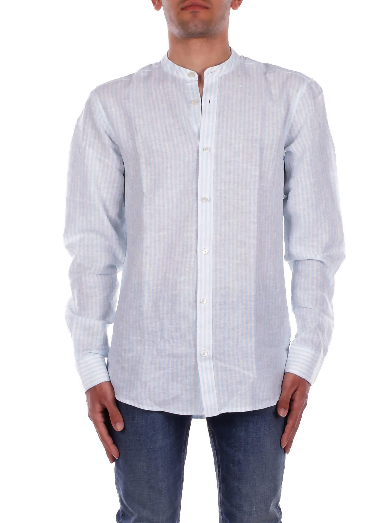 ONLY & SONS Uomo Camicia 22026602 CASHMERE BLUE Onscaiden life ls mao stripe l Caribean blu