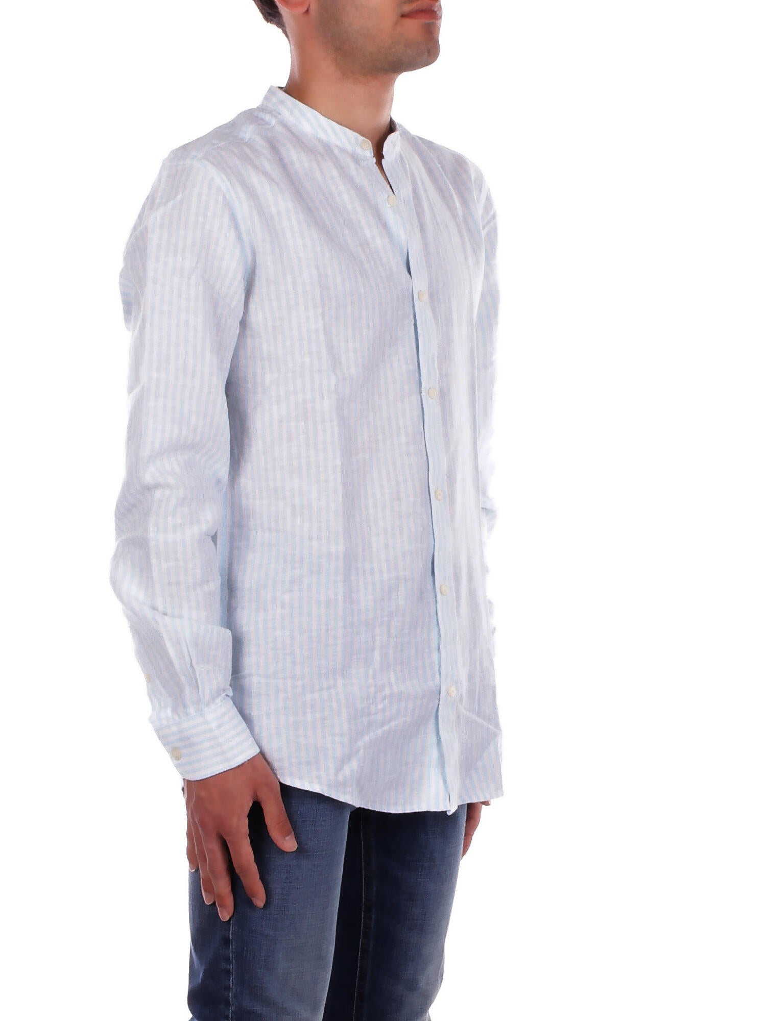 ONLY & SONS Uomo Camicia 22026602 CASHMERE BLUE Onscaiden life ls mao stripe l Caribean blu