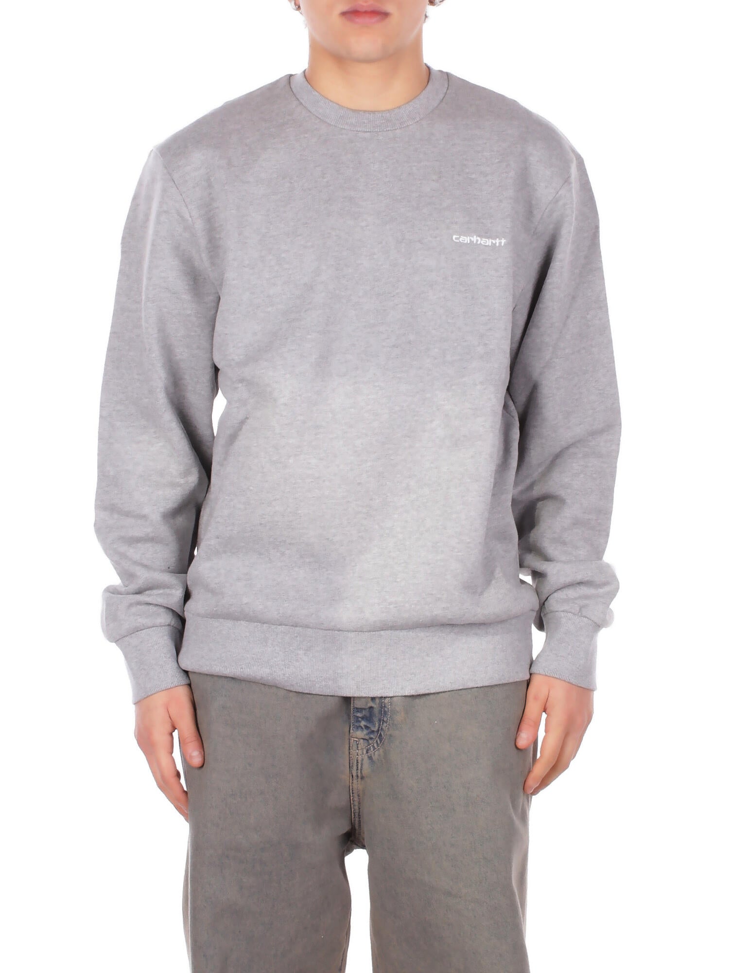 CARHARTT WIP Uomo Felpa I034496 00DXX Script embroidered sweat Grey
