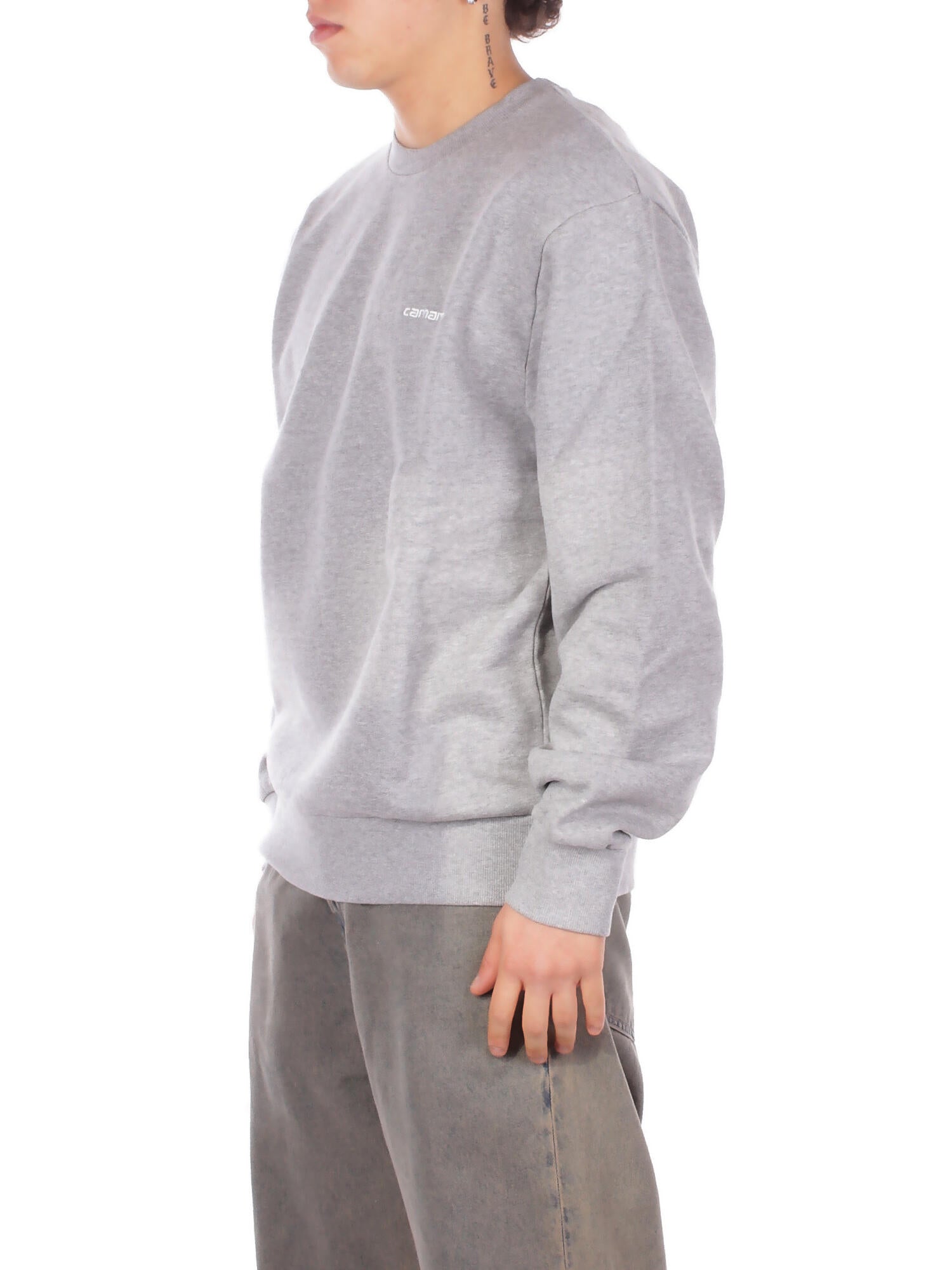 CARHARTT WIP Uomo Felpa I034496 00DXX Script embroidered sweat Grey