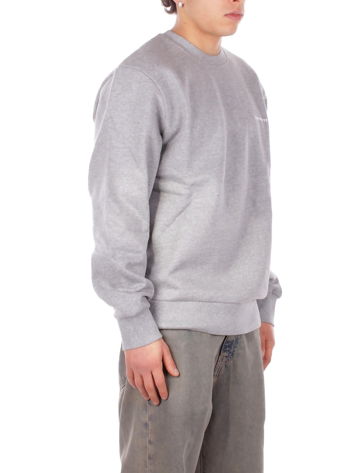 CARHARTT WIP Uomo Felpa I034496 00DXX Script embroidered sweat Grey