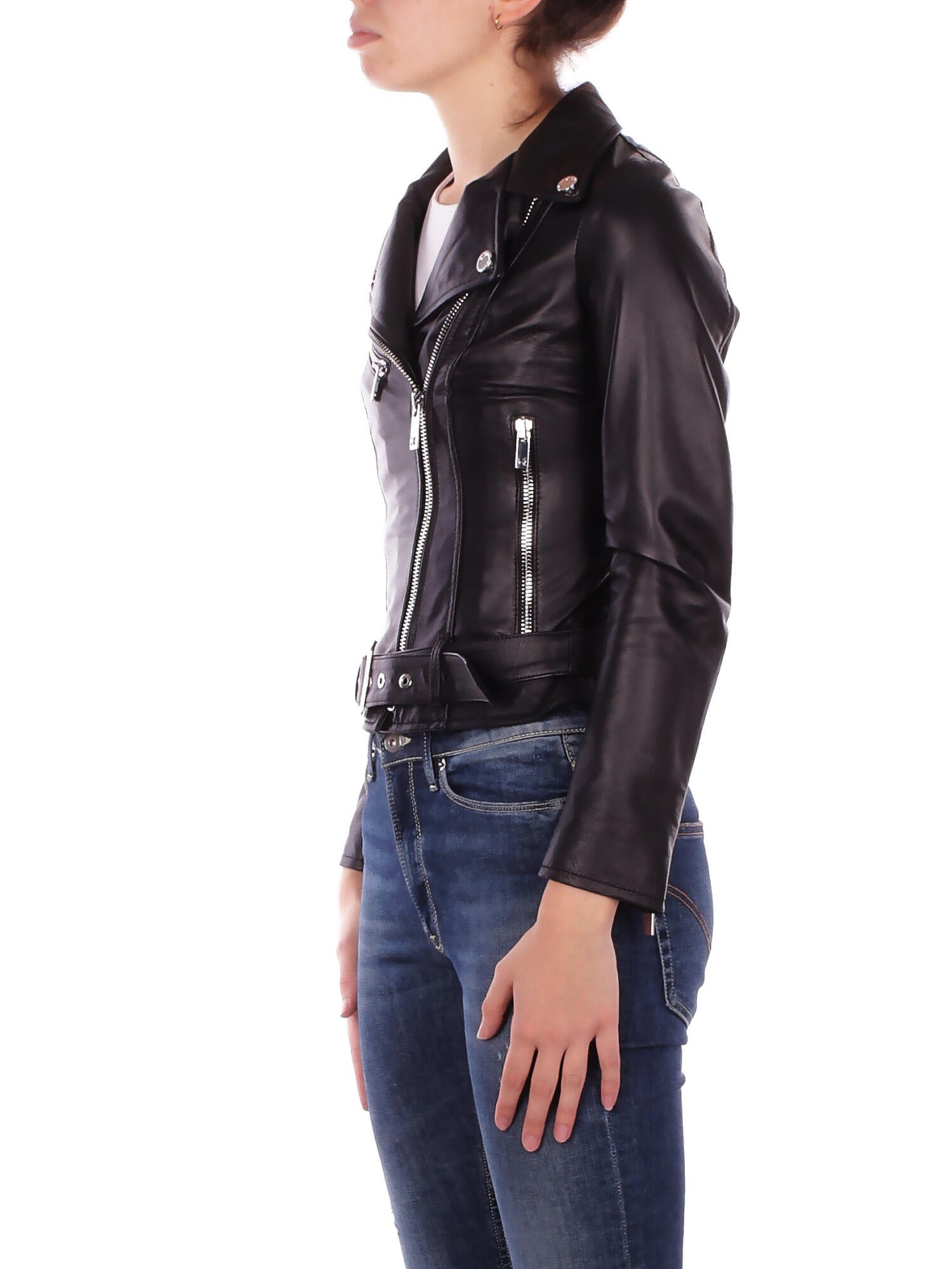 JOHN RICHMOND Donna Giubbotto UWA25149GB BLACK Real leather jack kendier Black