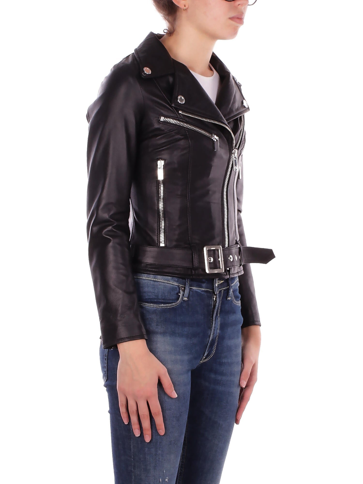 JOHN RICHMOND Donna Giubbotto UWA25149GB BLACK Real leather jack kendier Black