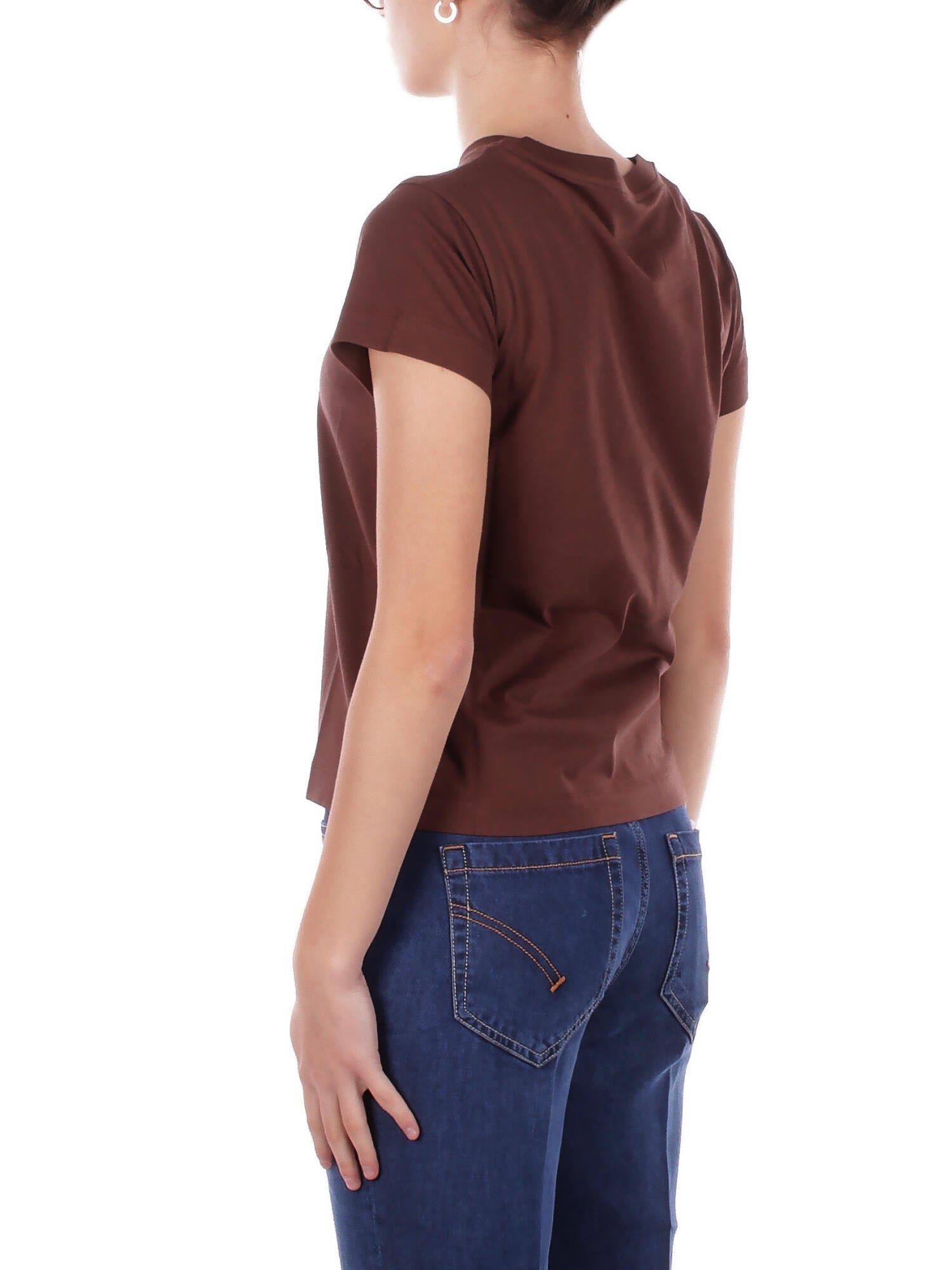 PINKO Donna T-shirt 100373A34F L78 Basico t-shirt jersey logo Marrone