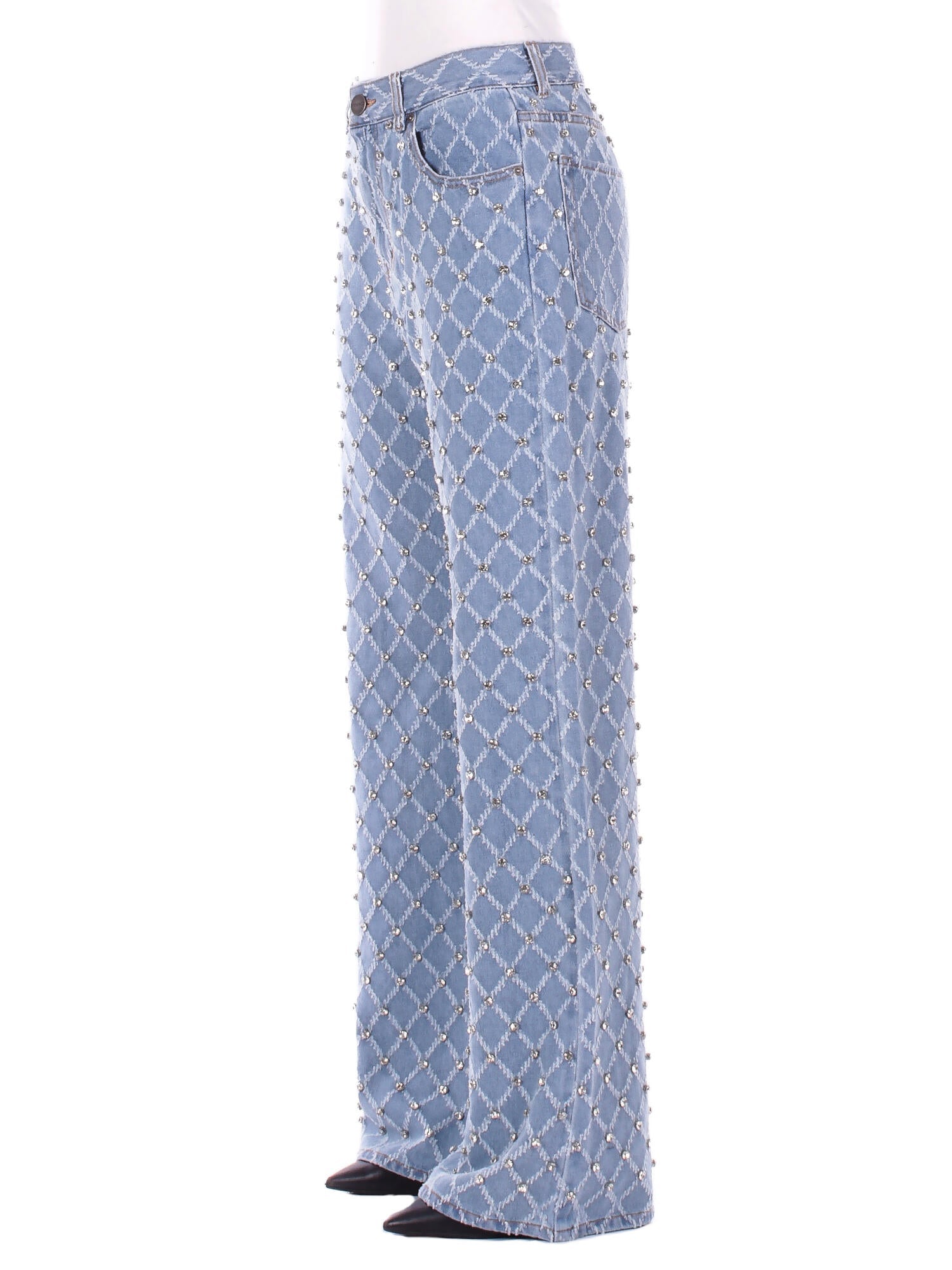 PINKO Donna Jeans 101733A32N PJE Wanda wide leg diamond Denim chiaro