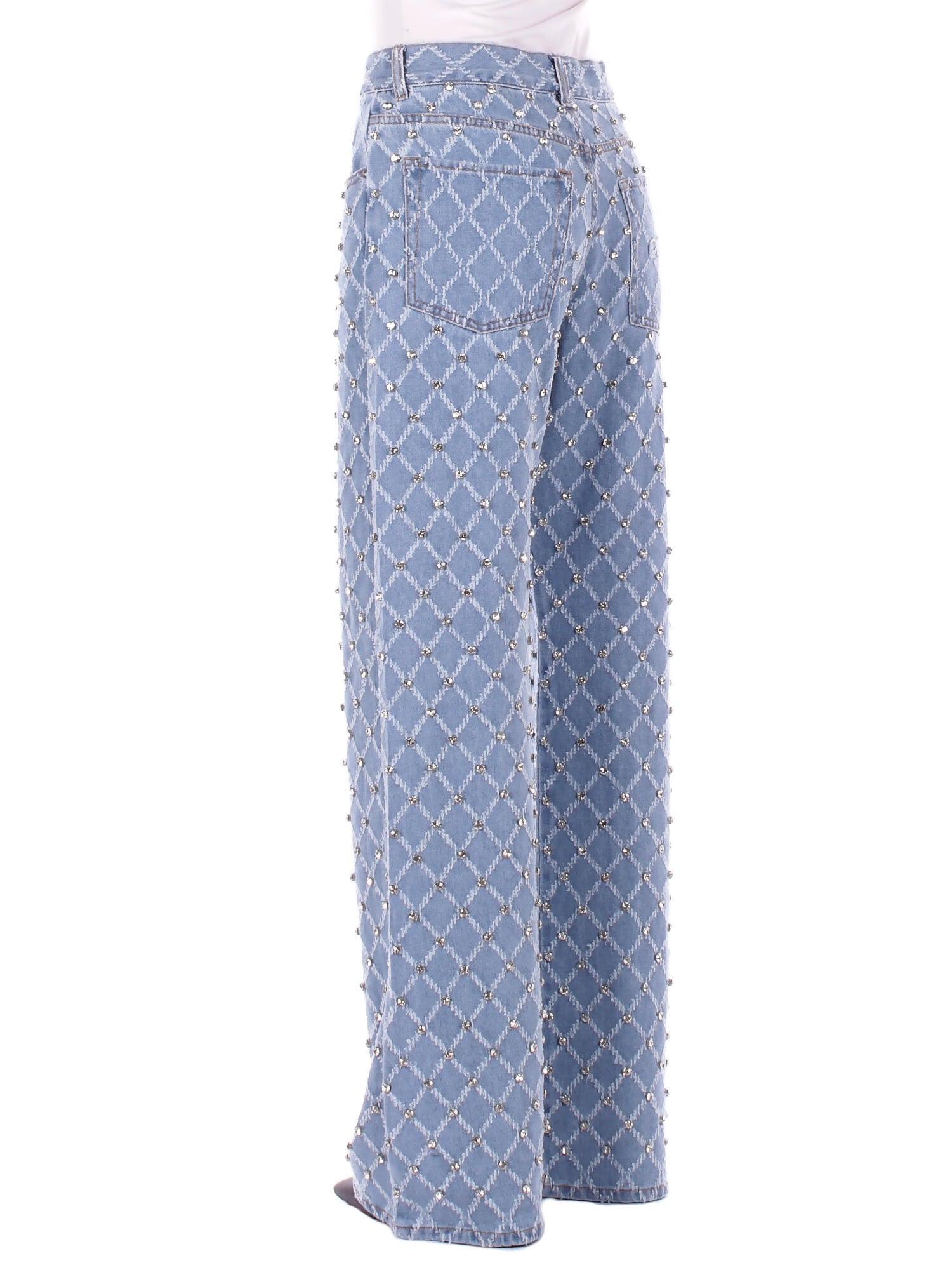 PINKO Donna Jeans 101733A32N PJE Wanda wide leg diamond Denim chiaro