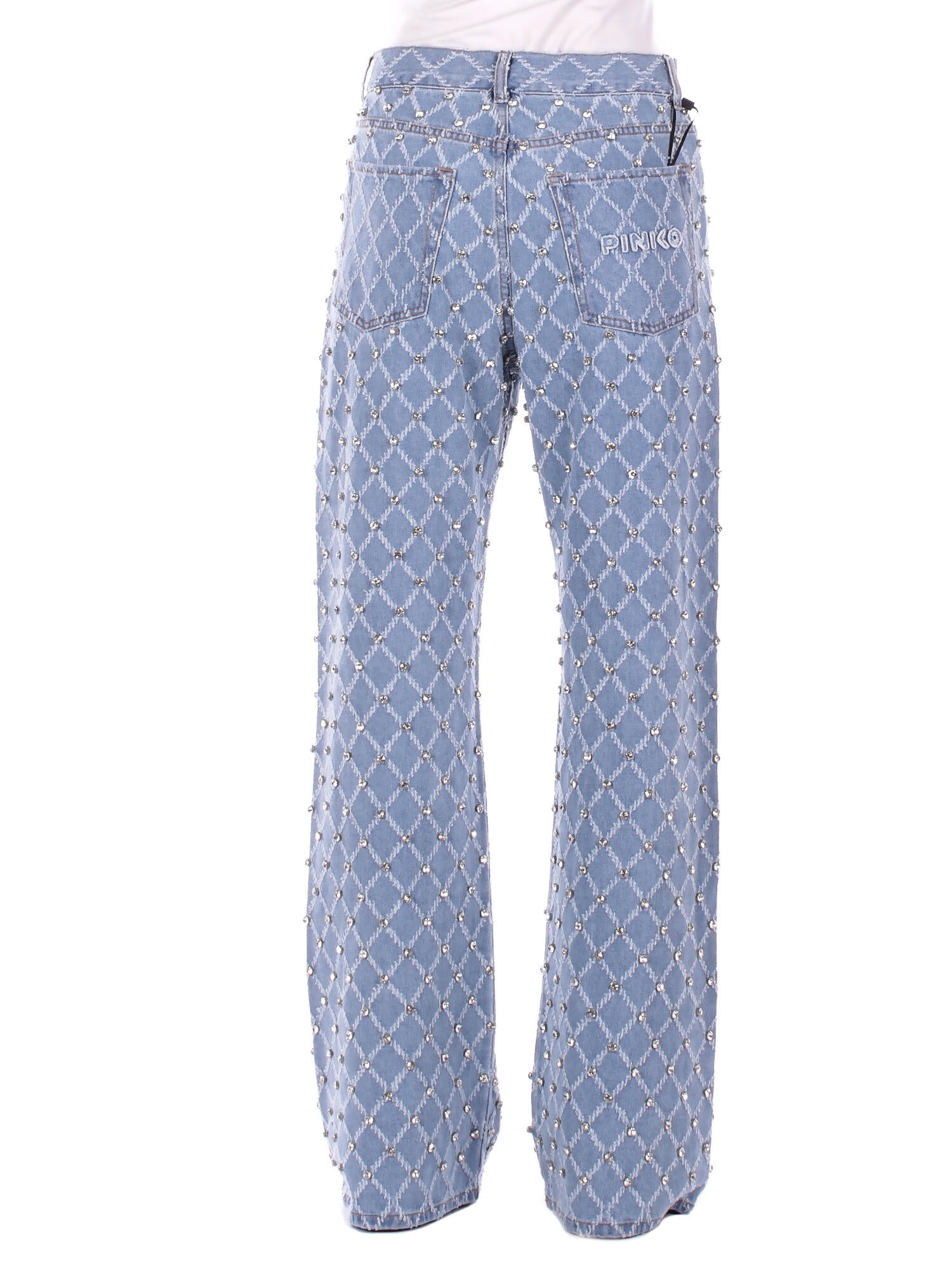 PINKO Donna Jeans 101733A32N PJE Wanda wide leg diamond Denim chiaro