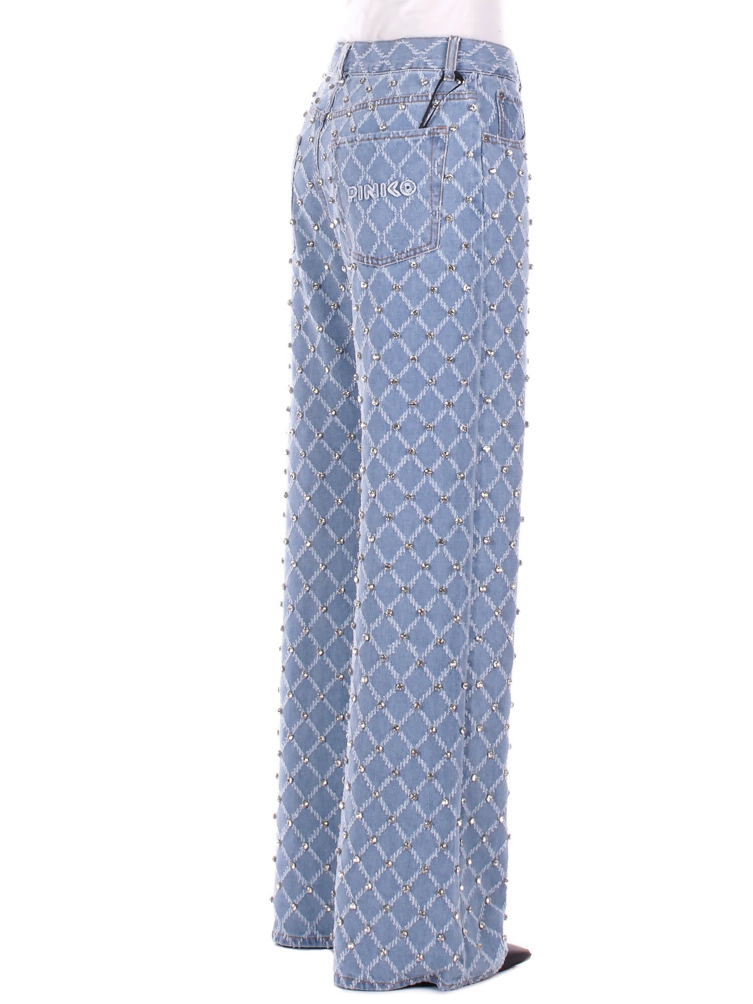PINKO Donna Jeans 101733A32N PJE Wanda wide leg diamond Denim chiaro