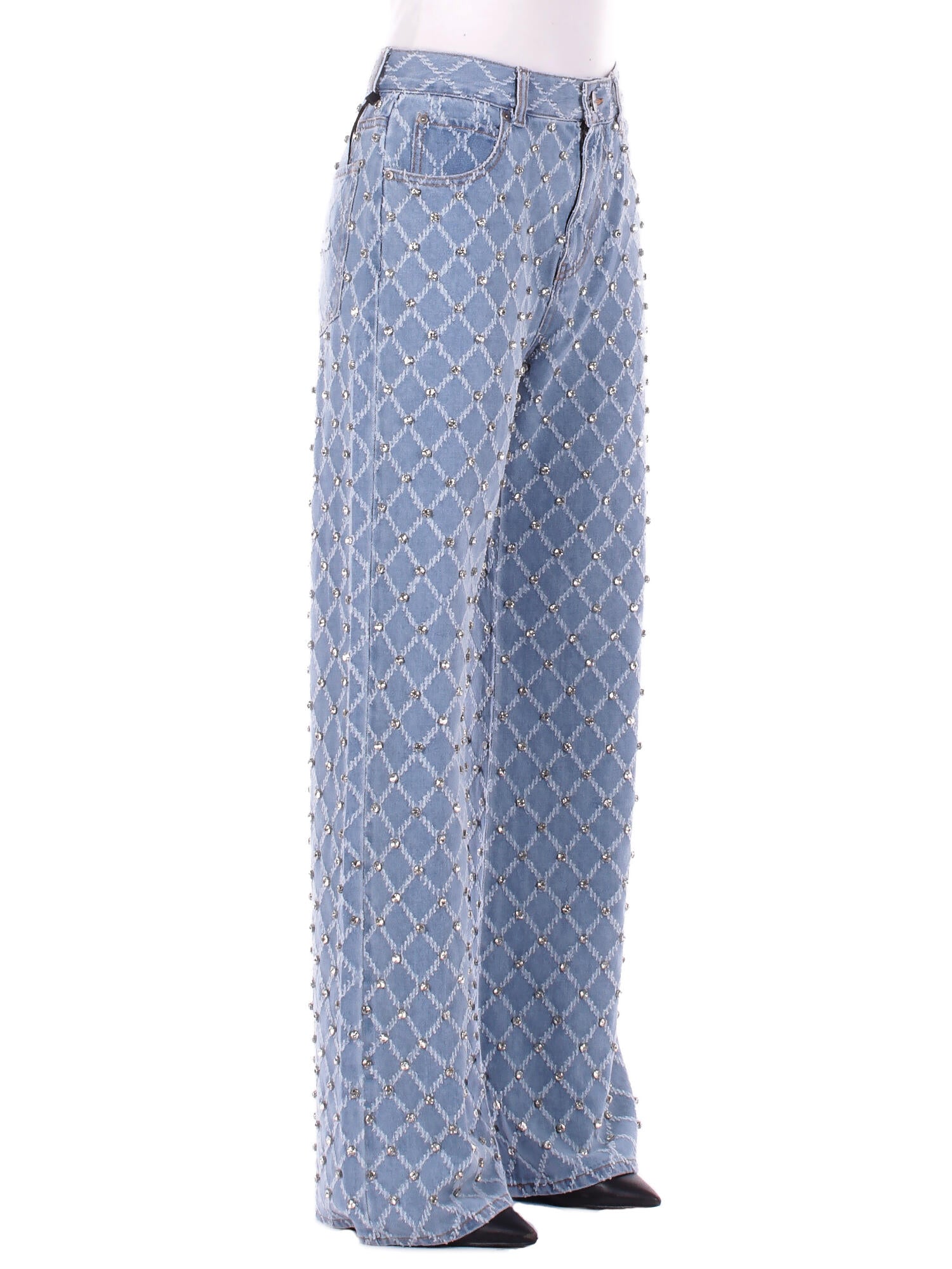 PINKO Donna Jeans 101733A32N PJE Wanda wide leg diamond Denim chiaro