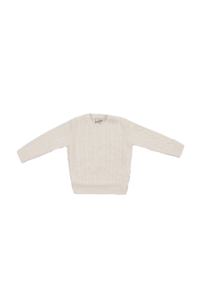 MC2 SAINT BARTH Bambina Maglia LYL004 00040I 10 Lyle braid woll White