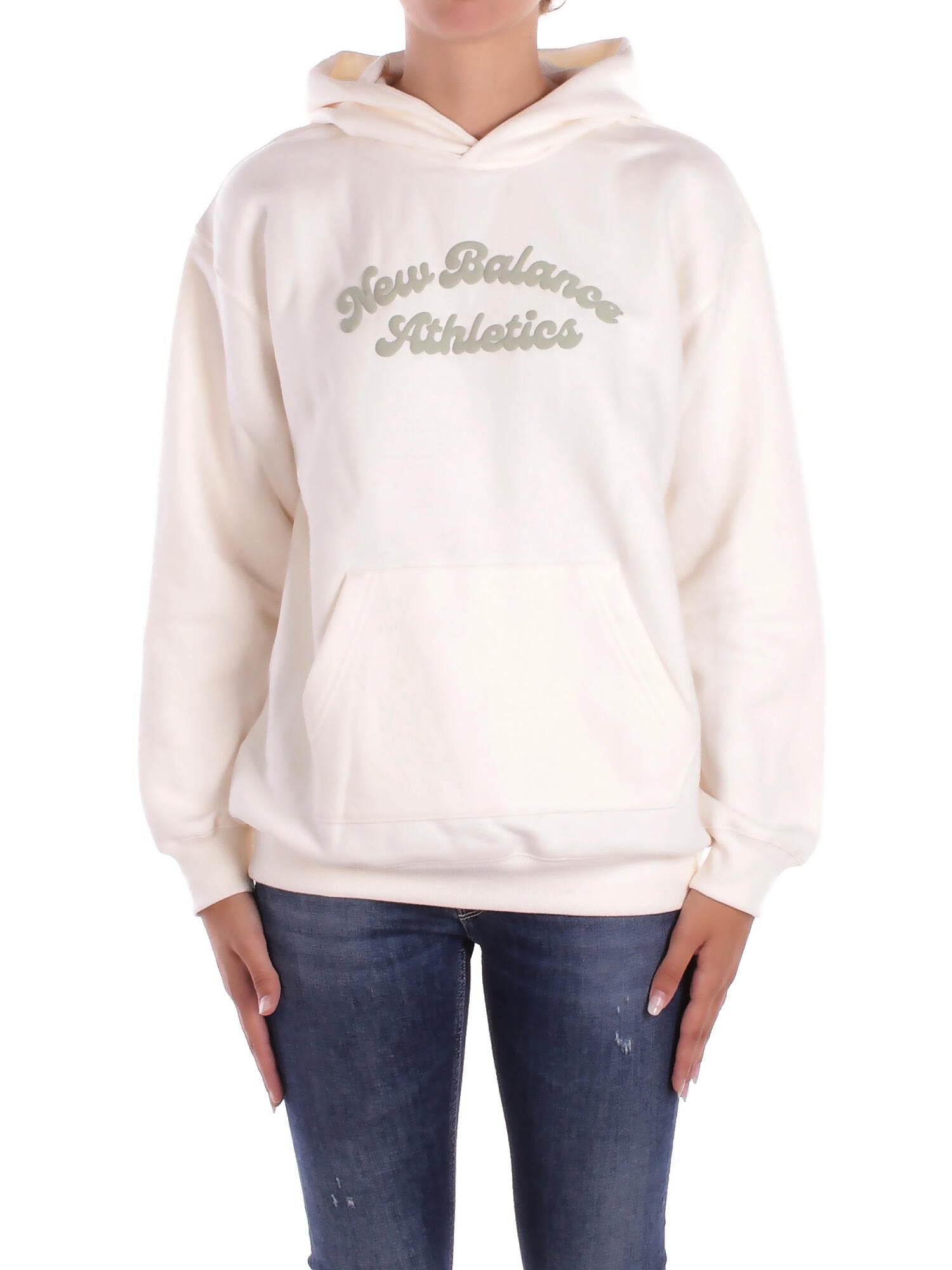NEW BALANCE Donna Felpa WT53509 PEF Linear heritage fleece long Panna