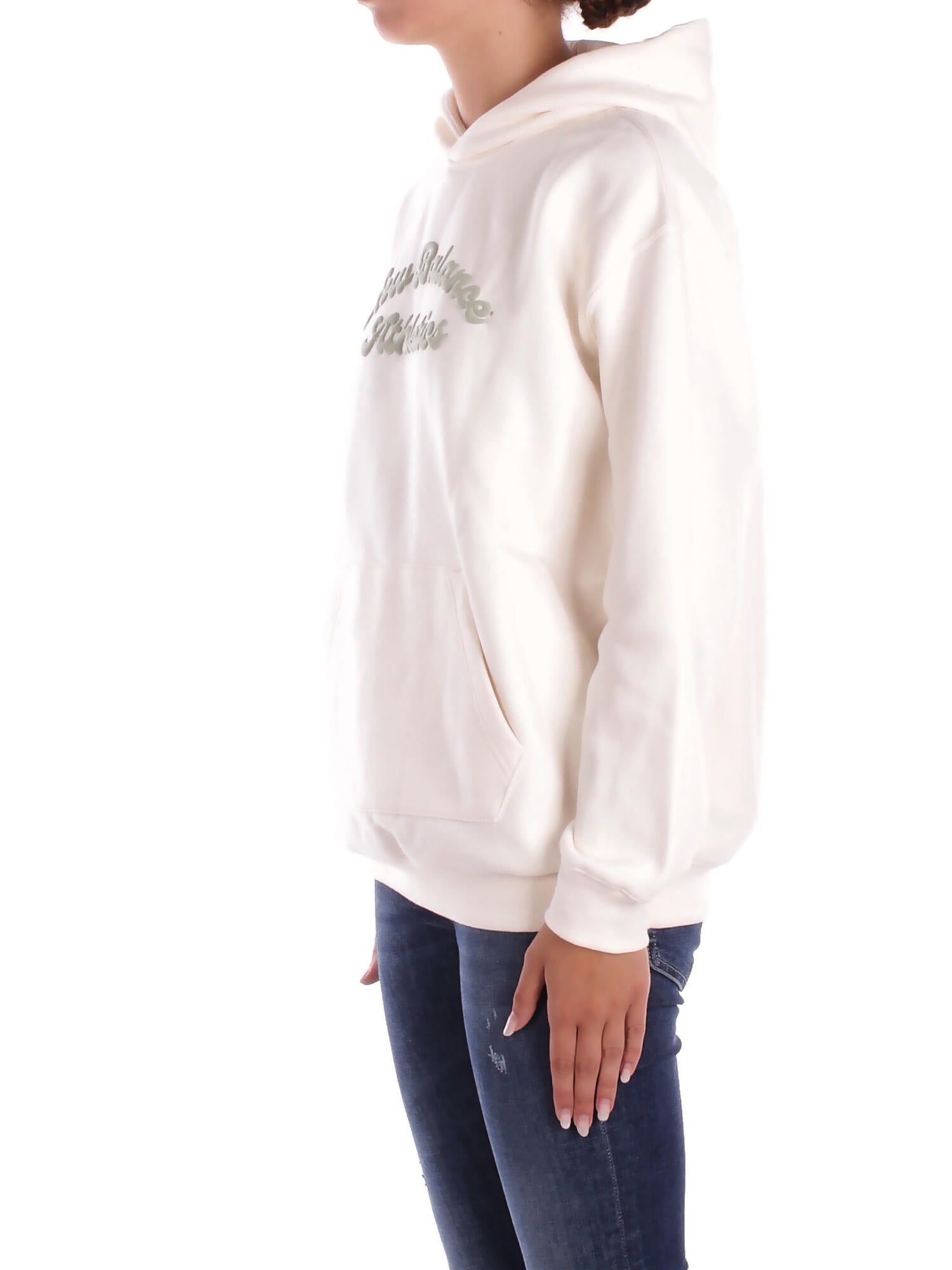 NEW BALANCE Donna Felpa WT53509 PEF Linear heritage fleece long Panna