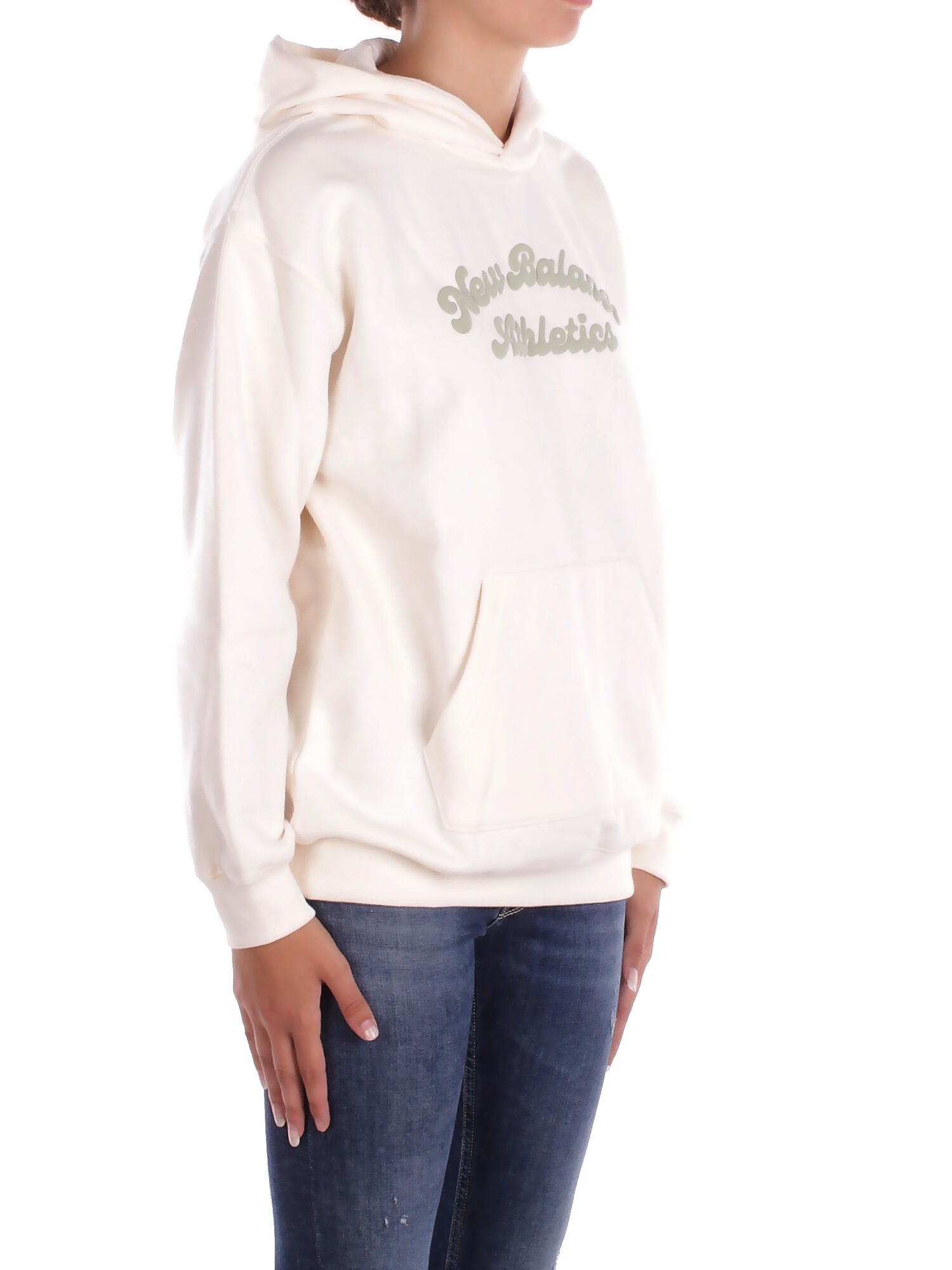 NEW BALANCE Donna Felpa WT53509 PEF Linear heritage fleece long Panna