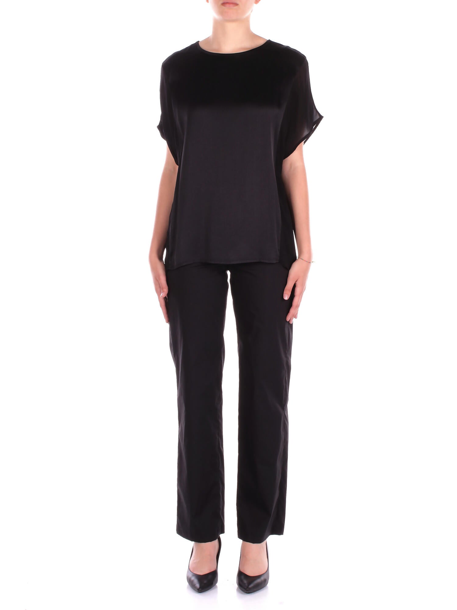 MANILA GRACE Donna Pantalone P264CU MA001 Pantalone straight Nero