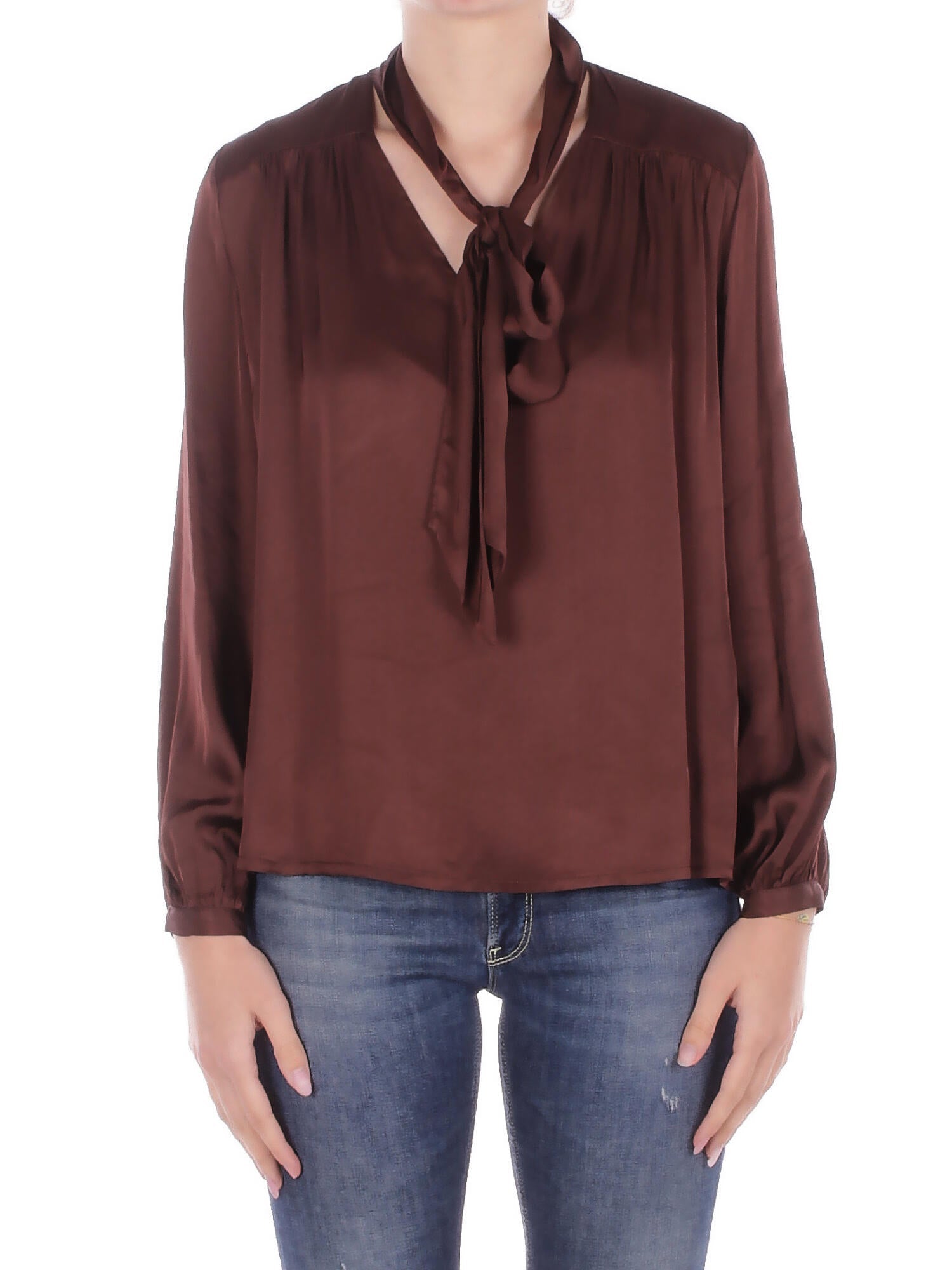 MANILA GRACE Donna Blusa C037VU MA646 Blusa con fusciacca Brown