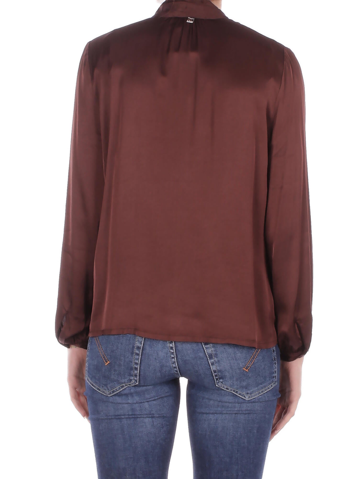 MANILA GRACE Donna Blusa C037VU MA646 Blusa con fusciacca Brown