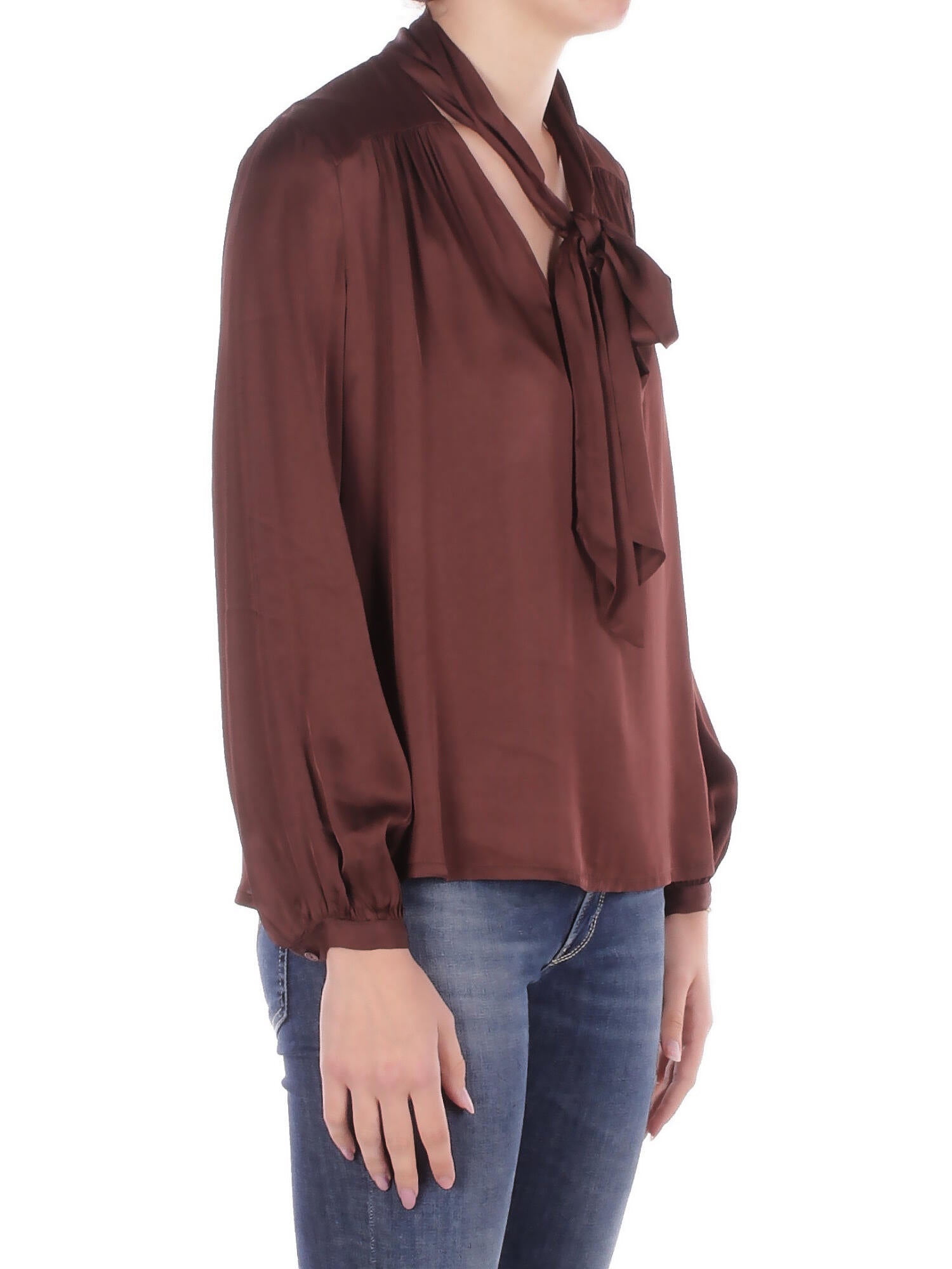 MANILA GRACE Donna Blusa C037VU MA646 Blusa con fusciacca Brown