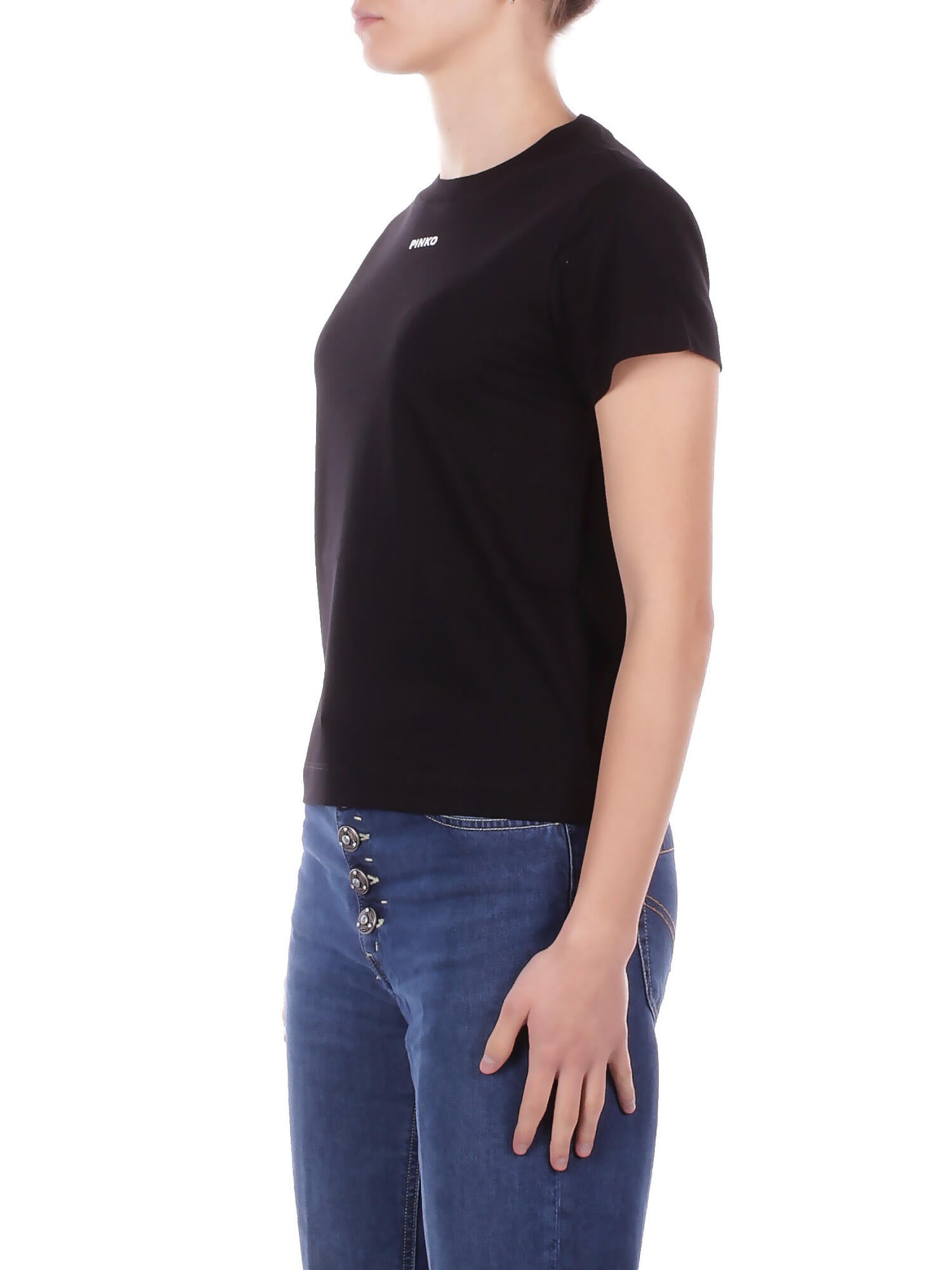PINKO Donna T-shirt 100373A34F Z99 Basico t-shirt jersey logo Nero