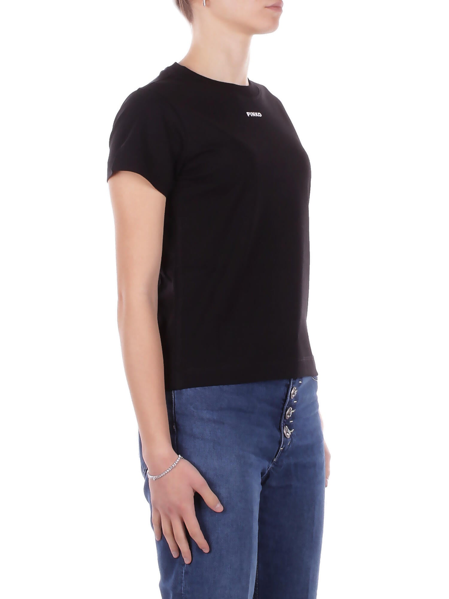 PINKO Donna T-shirt 100373A34F Z99 Basico t-shirt jersey logo Nero