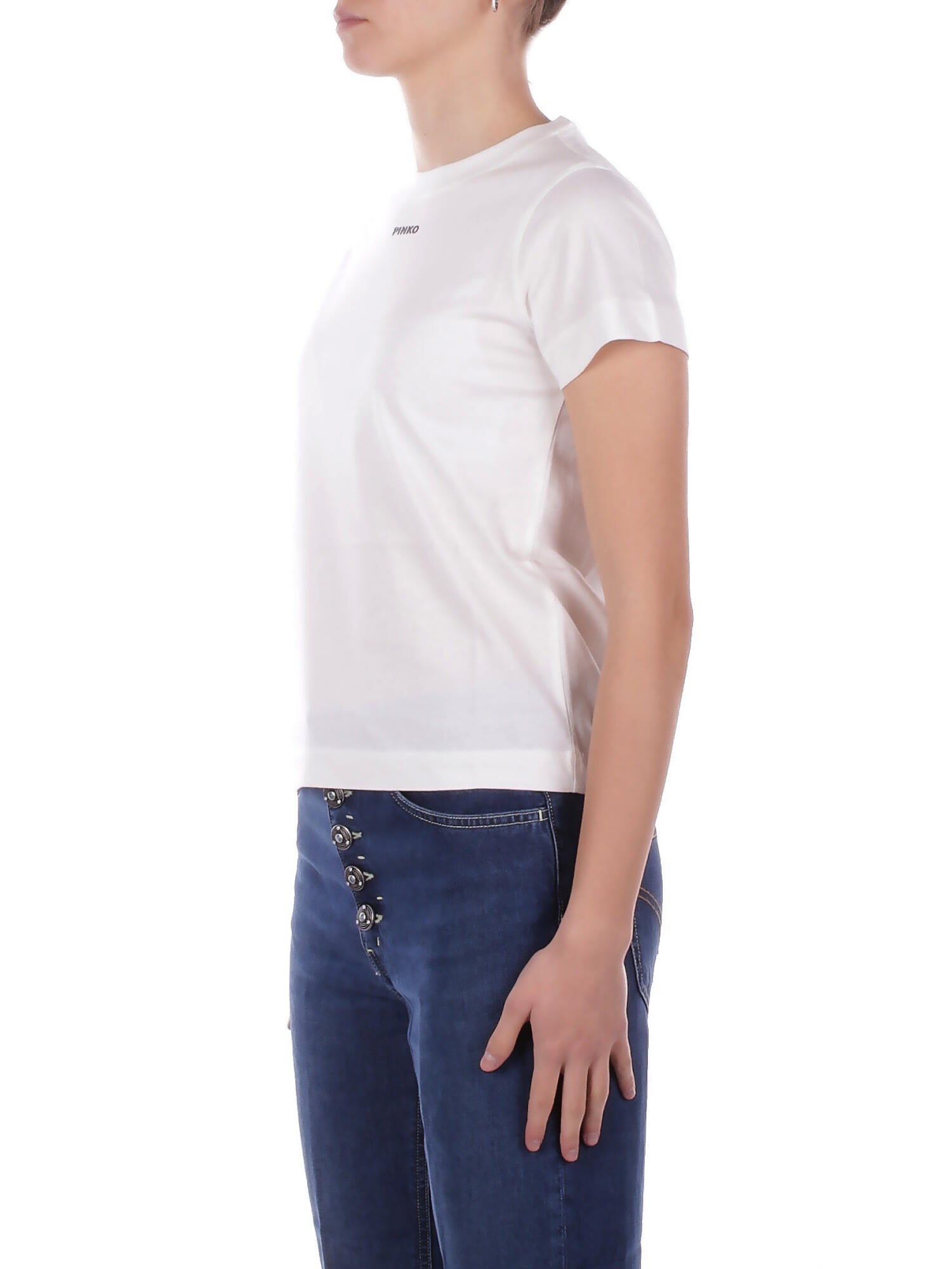 PINKO Donna T-shirt 100373A34F Z05 Basico t-shirt jersey logo Bianco