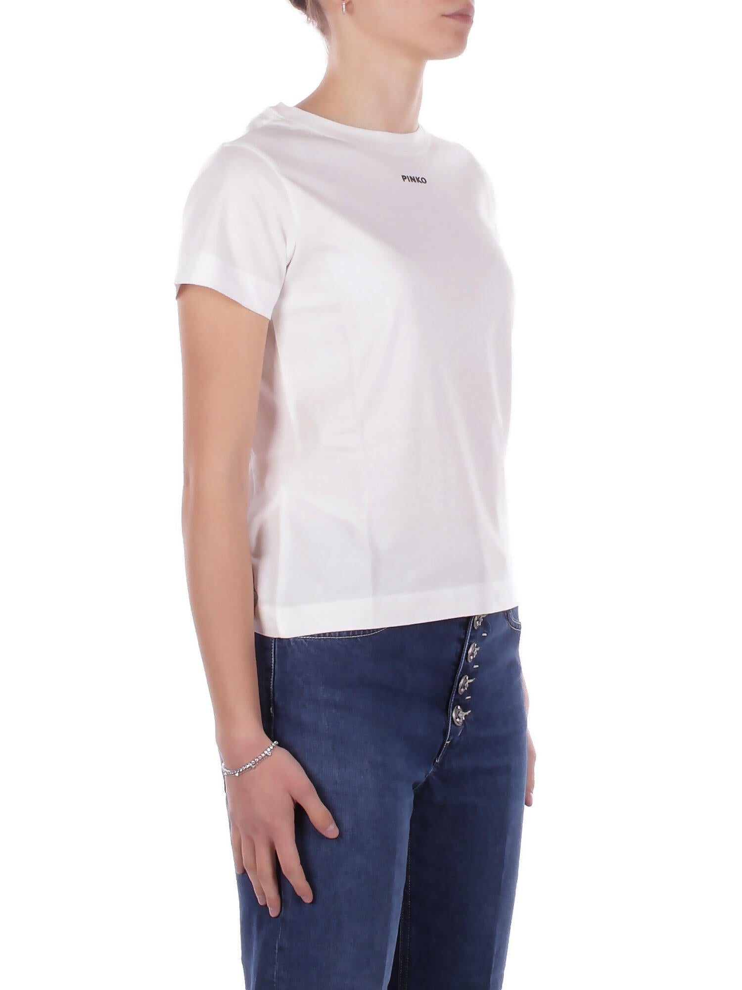 PINKO Donna T-shirt 100373A34F Z05 Basico t-shirt jersey logo Bianco