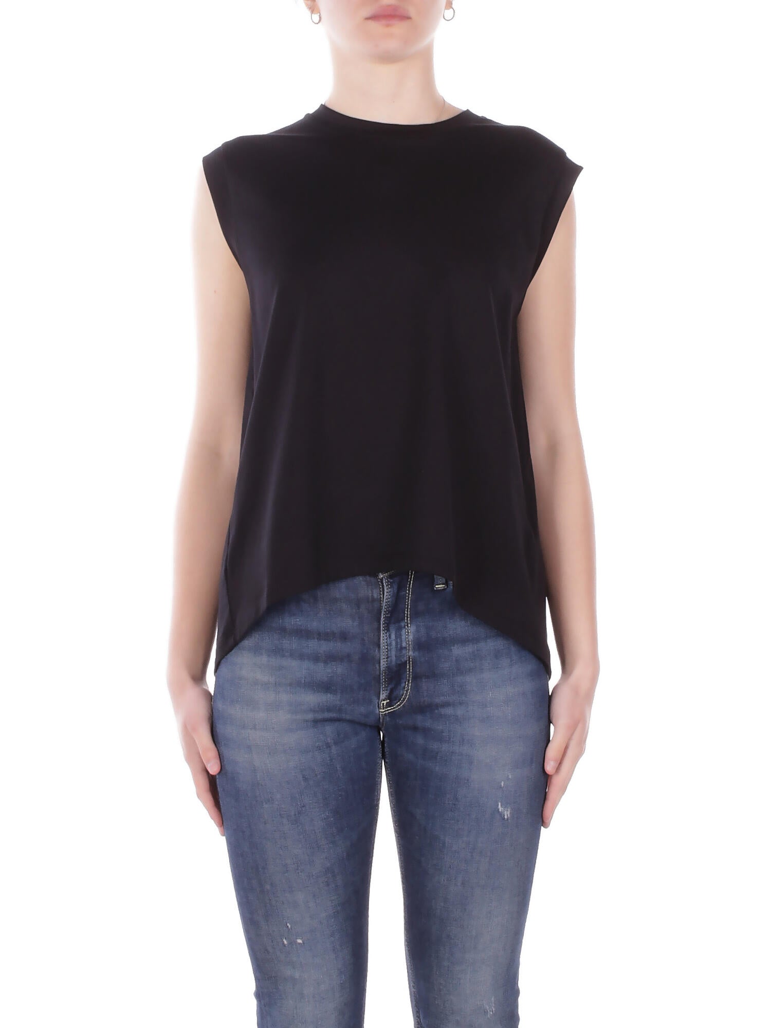 DONDUP Donna Maglia DS080JF0350D 999 Girocollo regular in jersey Nero