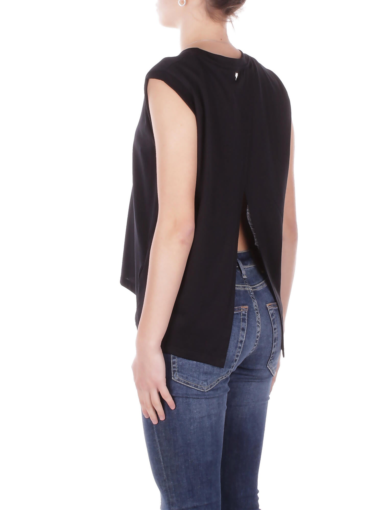 DONDUP Donna Maglia DS080JF0350D 999 Girocollo regular in jersey Nero