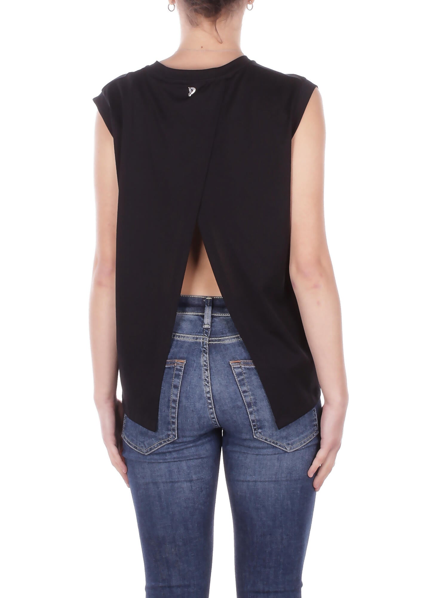 DONDUP Donna Maglia DS080JF0350D 999 Girocollo regular in jersey Nero