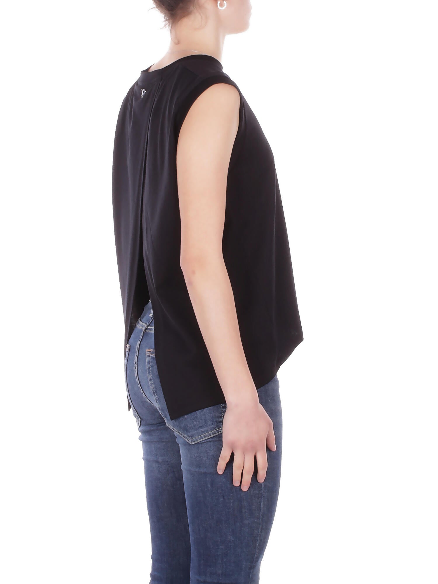 DONDUP Donna Maglia DS080JF0350D 999 Girocollo regular in jersey Nero