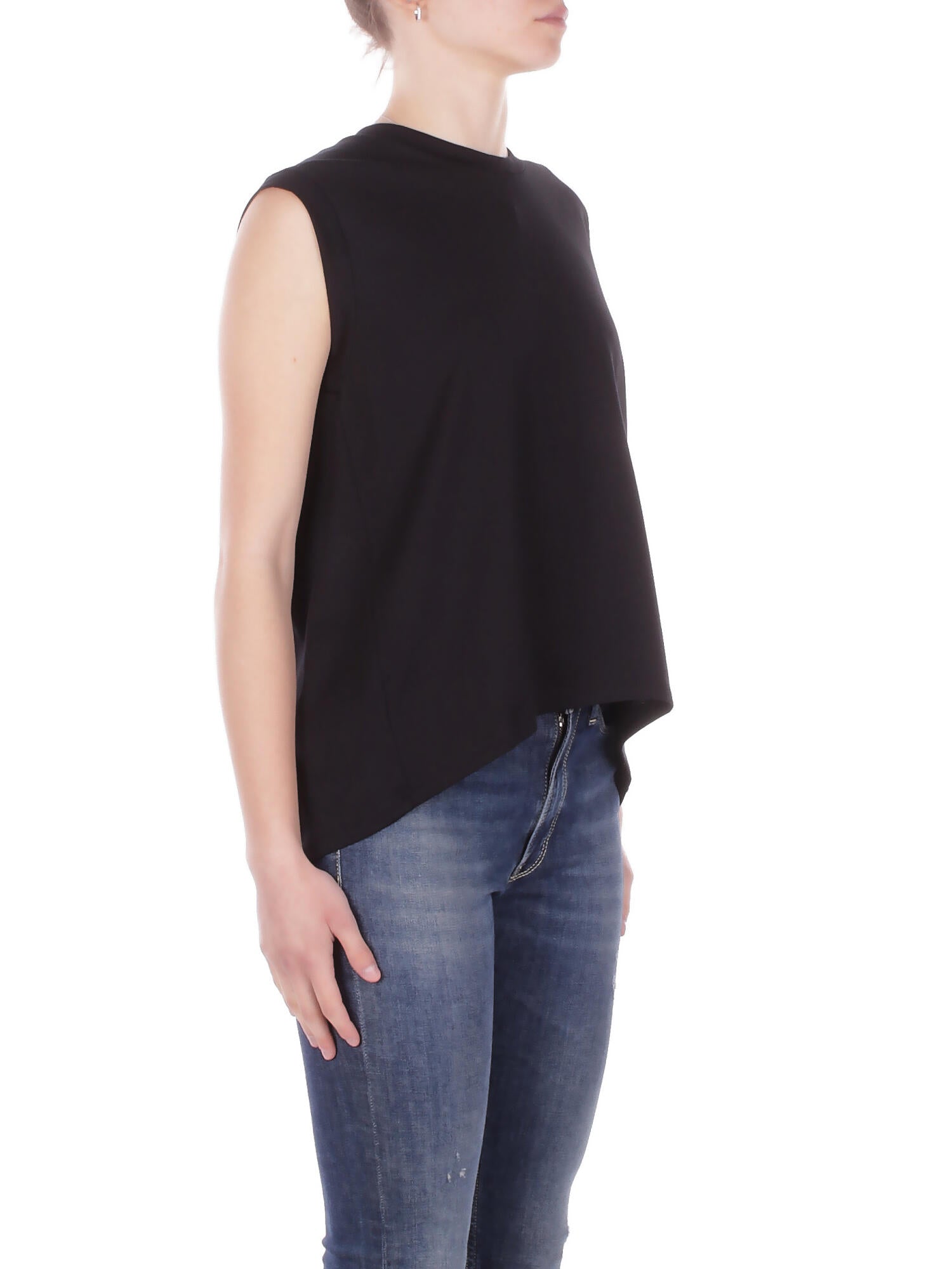 DONDUP Donna Maglia DS080JF0350D 999 Girocollo regular in jersey Nero