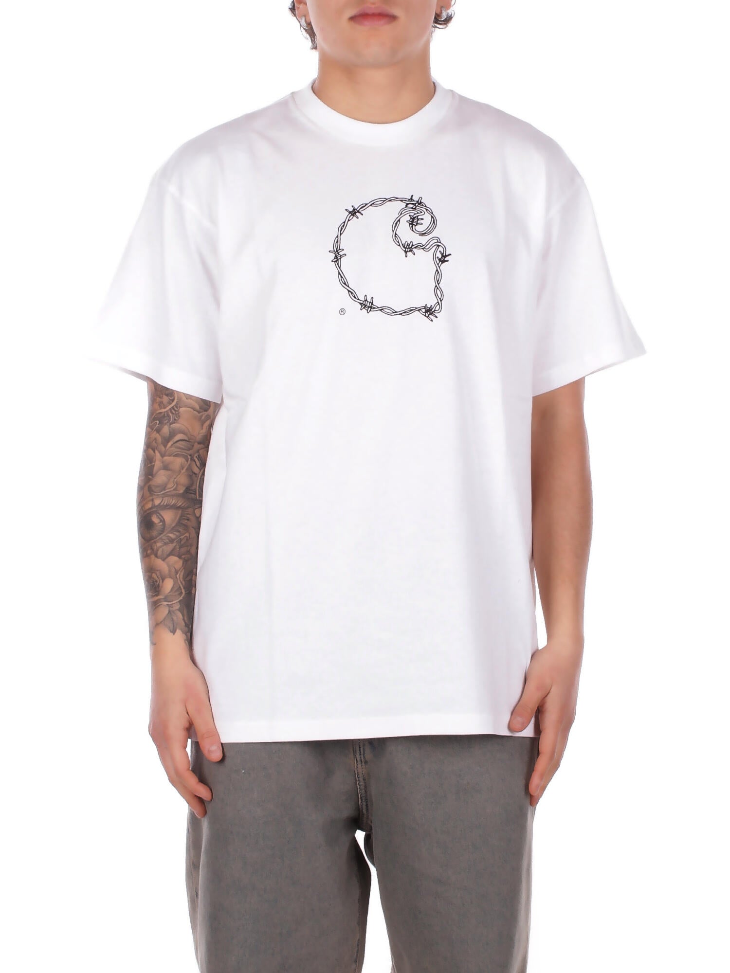 CARHARTT WIP Uomo T-shirt I036237 02XX S\s barbwire White