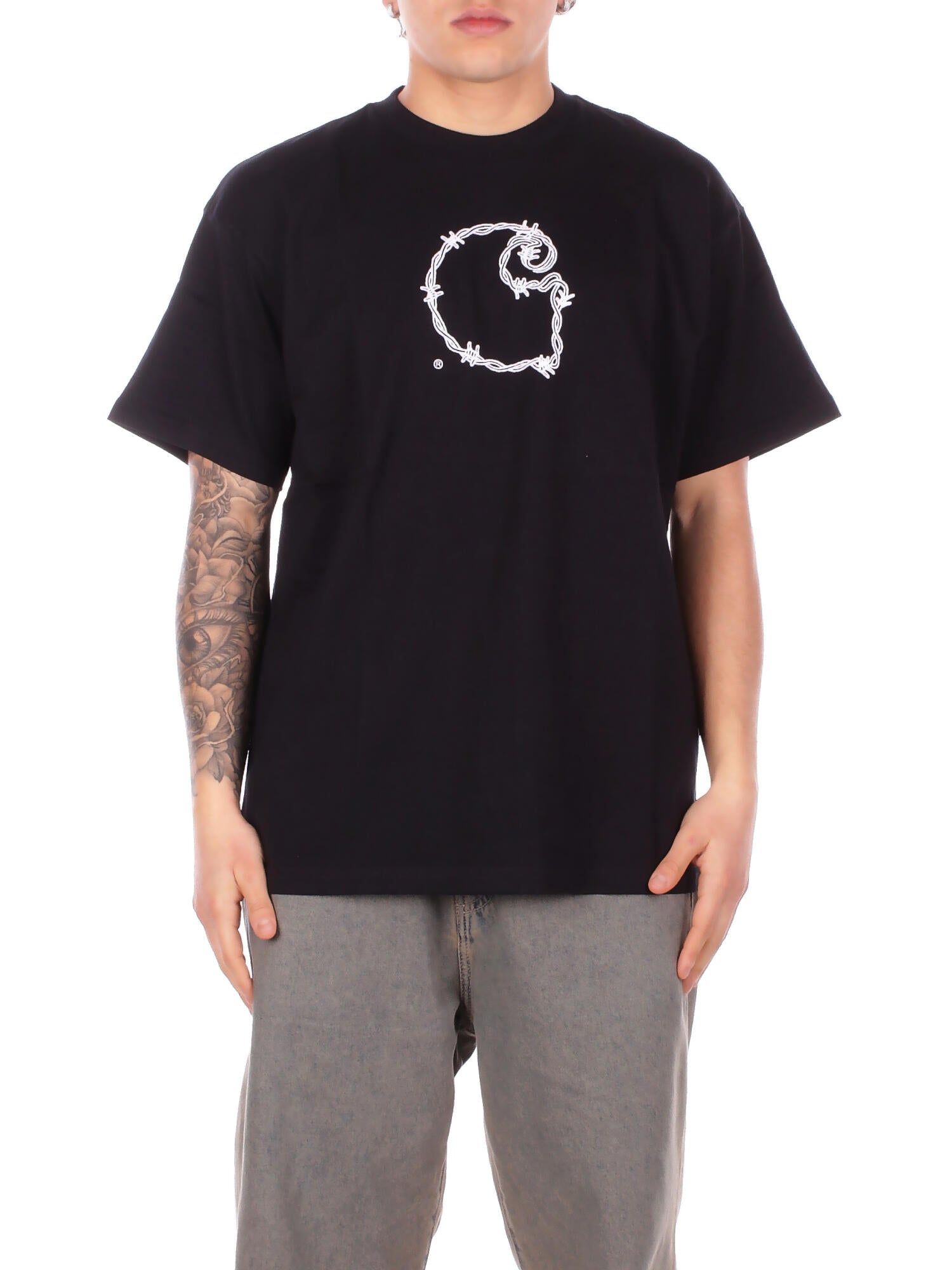 CARHARTT WIP Uomo T-shirt I036237 89XX S\s barbwire Black