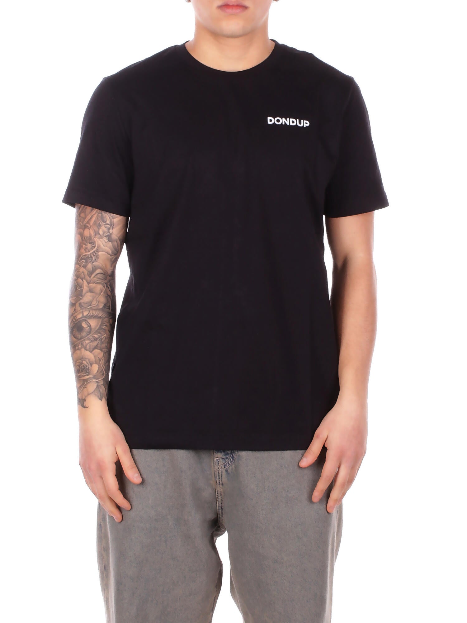DONDUP Uomo T-shirt US198JF0309U 999 T-shirt regular in jersey coto Nero