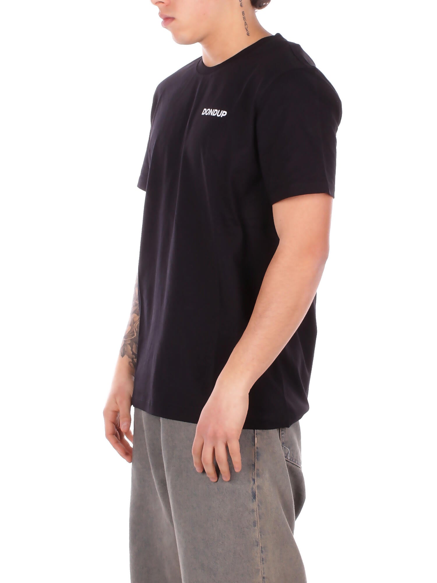 DONDUP Uomo T-shirt US198JF0309U 999 T-shirt regular in jersey coto Nero