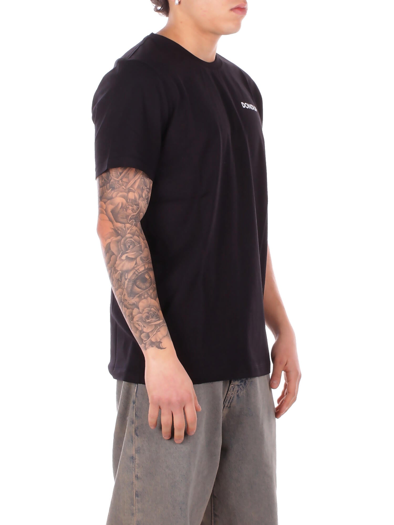 DONDUP Uomo T-shirt US198JF0309U 999 T-shirt regular in jersey coto Nero