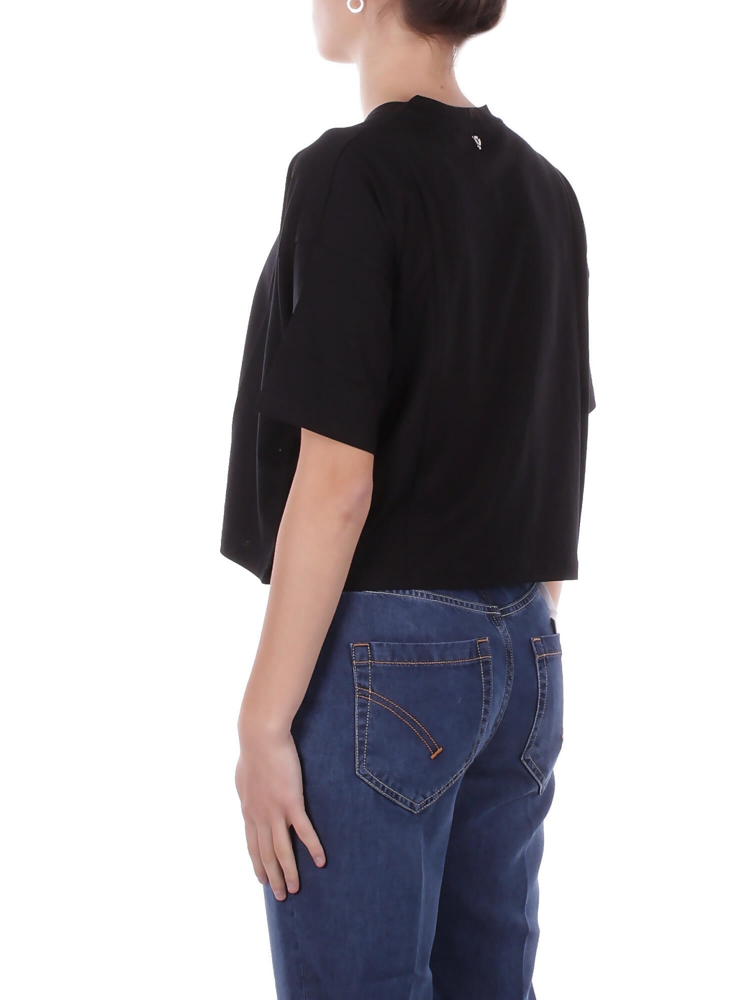 DONDUP Donna Maglia DS077JF0350D 999 Girocollo regular in jersey Nero