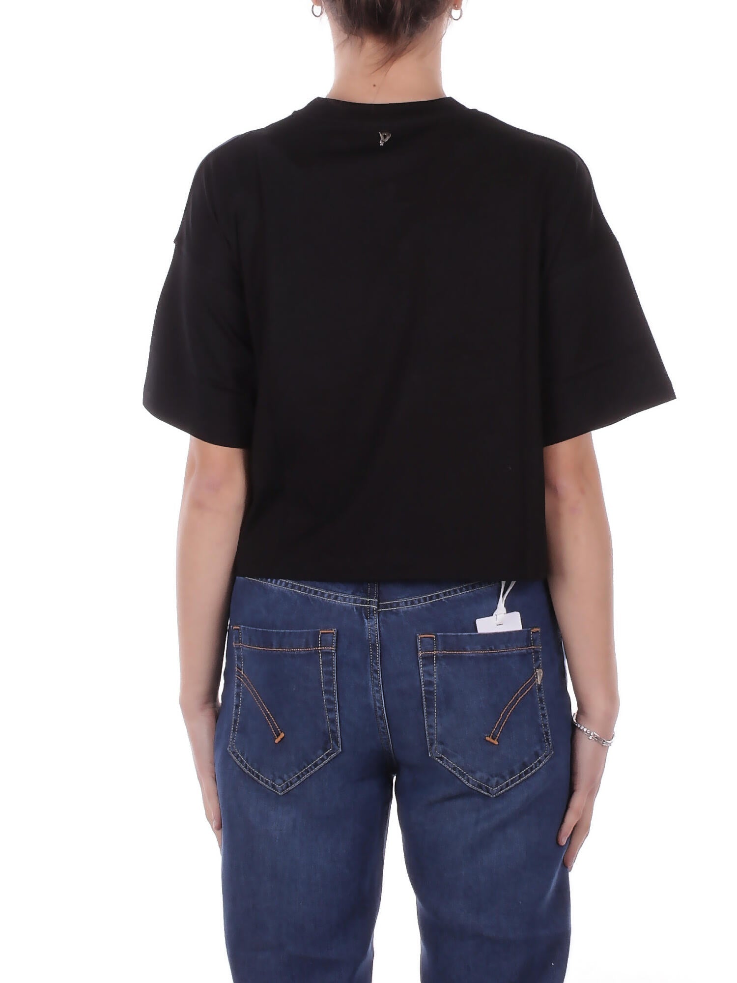 DONDUP Donna Maglia DS077JF0350D 999 Girocollo regular in jersey Nero